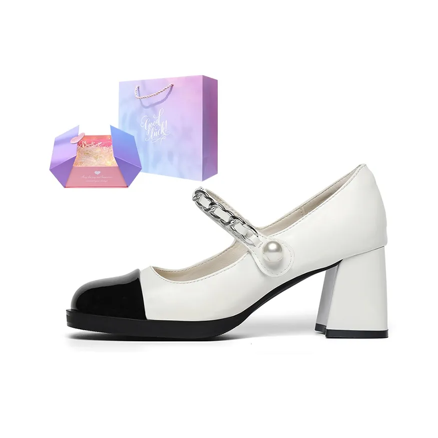 MABEL CO Туфли Мэри Джейн с грубым каблуком 7 см женские