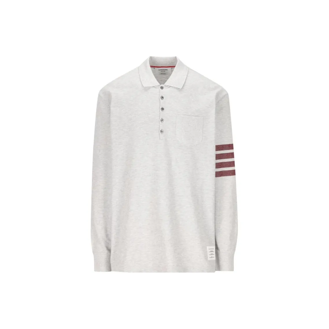 THOM BROWNE Stripe Detailed Long Sleeved Polo Shirt