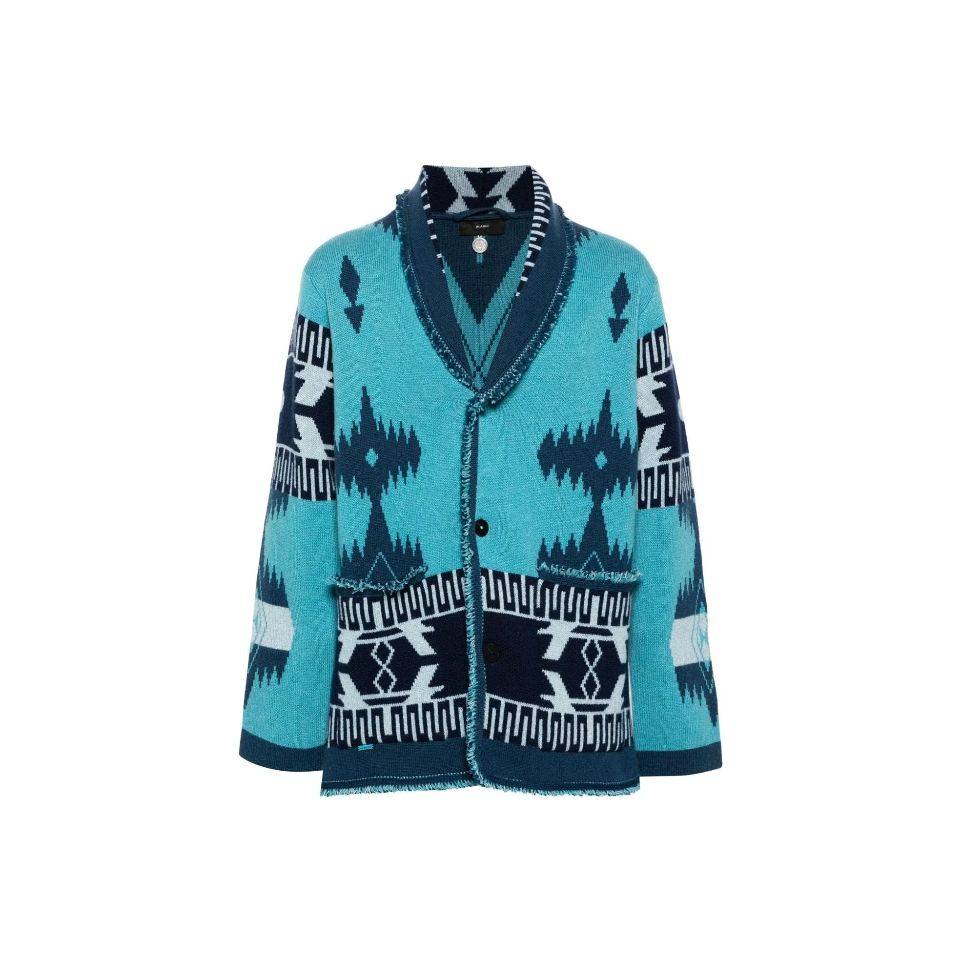 Alanui Icon Pattern Jacquard Fringed Detailed Cardigan