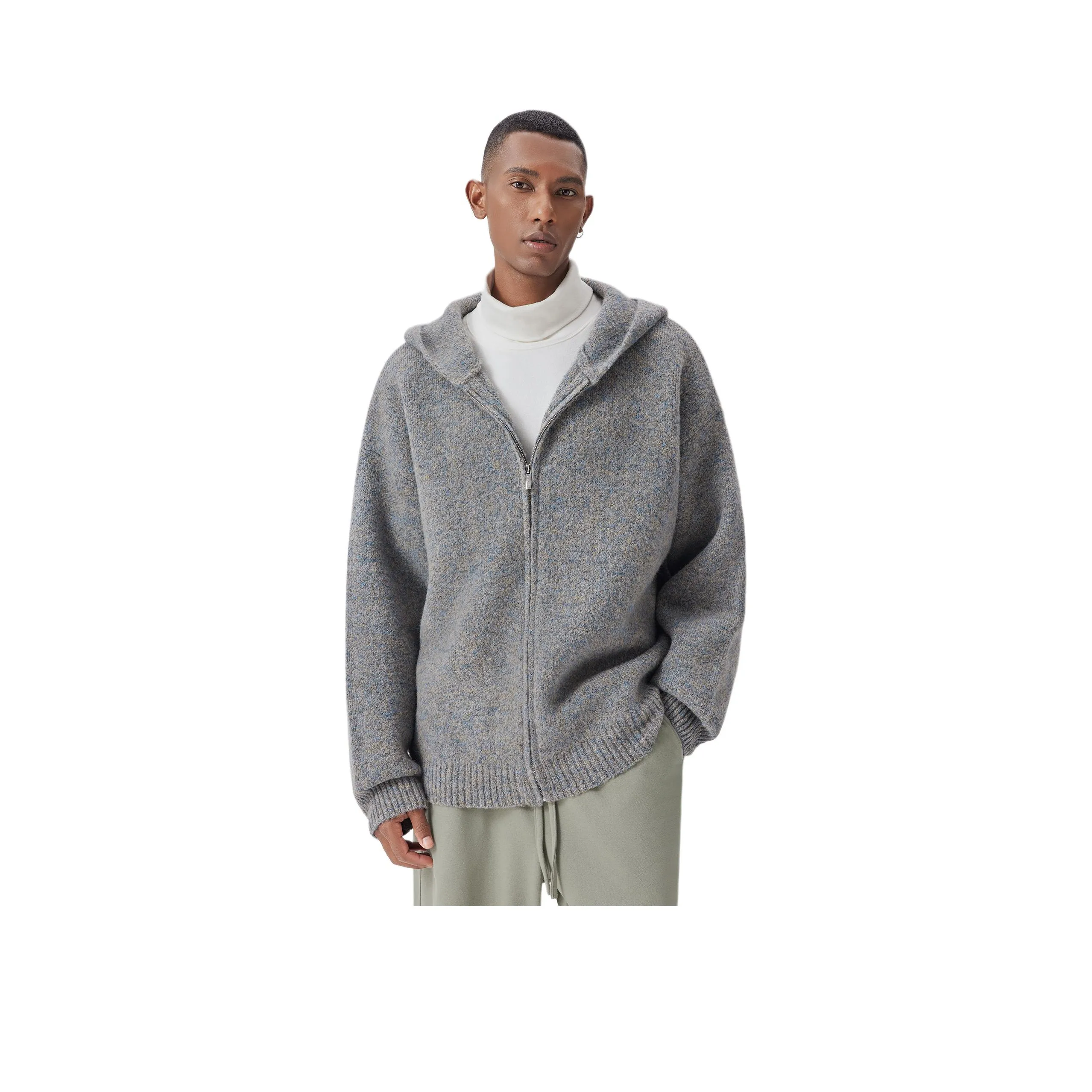 Bodydream Свободный крой Длинный рукав Кардиган с винтажной молнией Трикотаж Унисекс