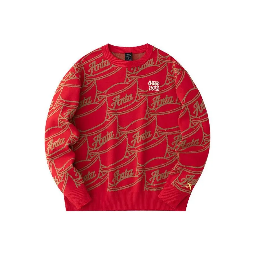 Anta Life Collection Knitwear Men's Rich Red/Chestnut Brown