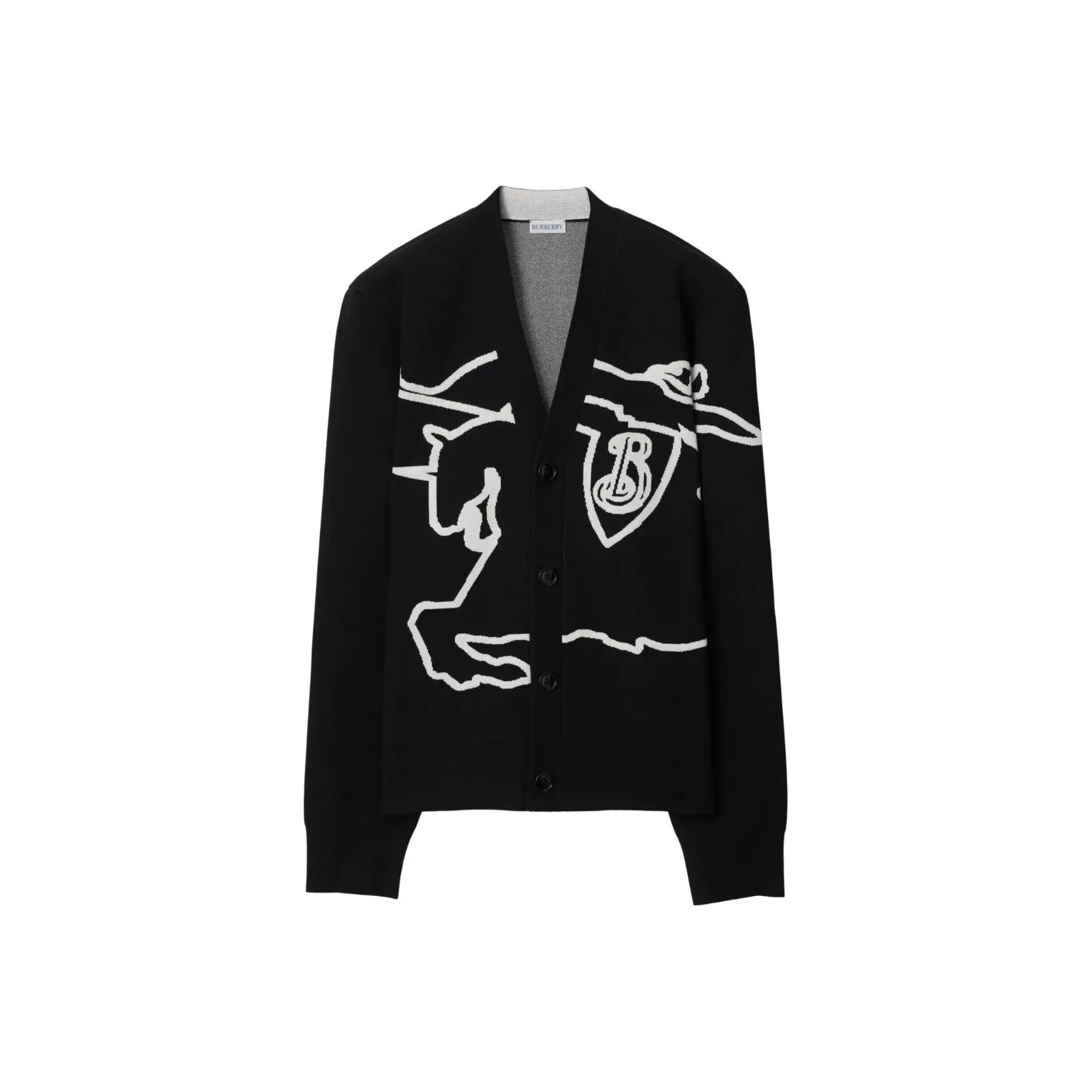 Burberry Equestrian Knight V Neck Buttoned Cardigan