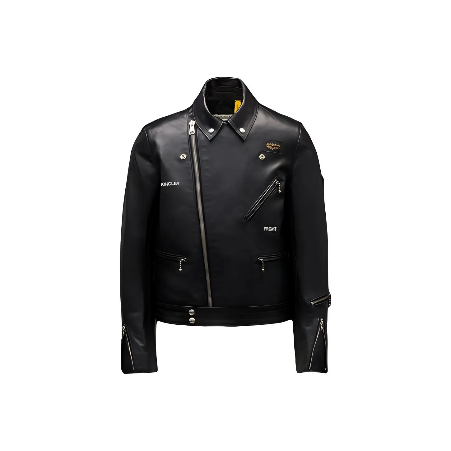 Moncler x Lewis Leathers Jackets cheetah-print & Coats Men's Black