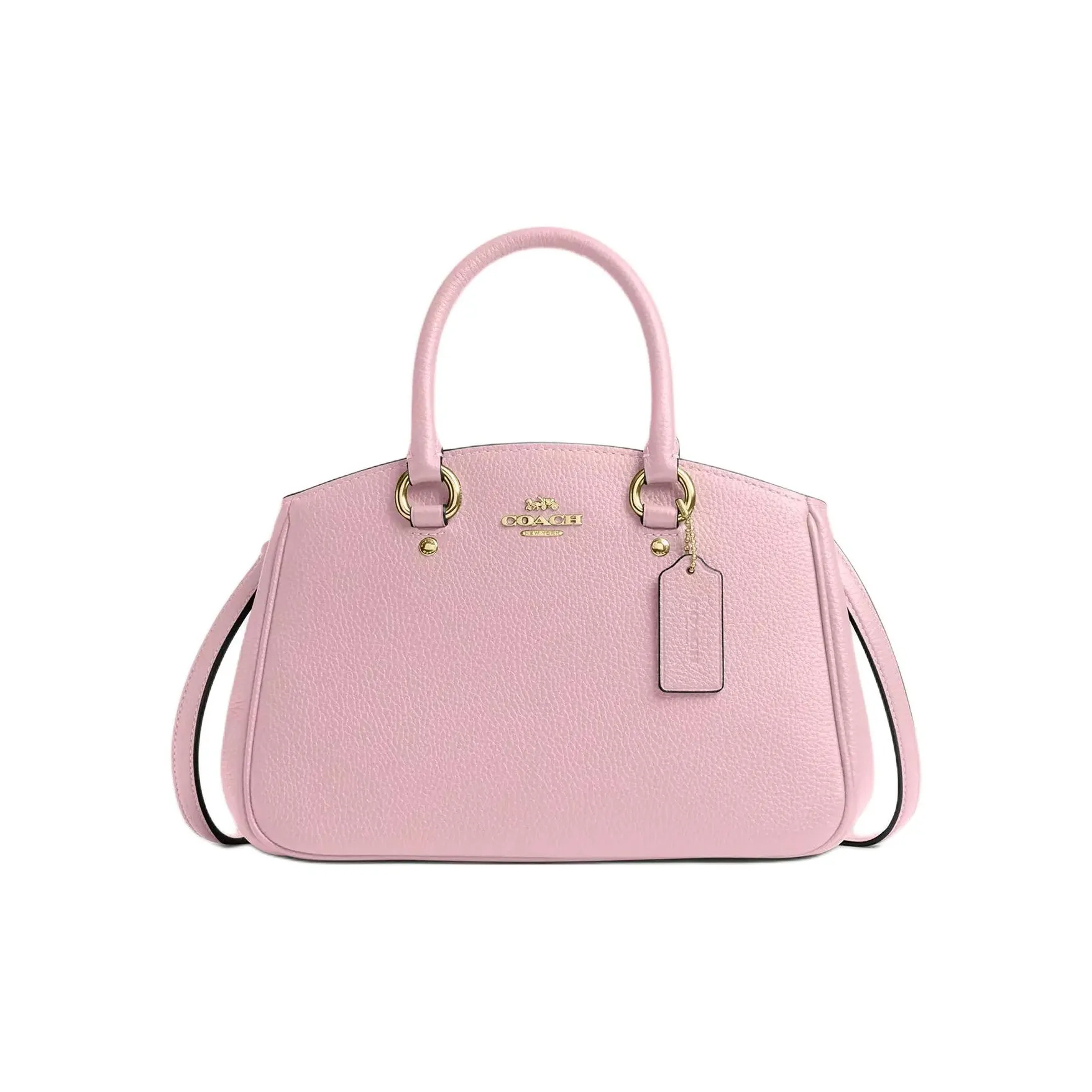 COACH Зернистая текстура кожа кожа одно плечо сумка маленькая женская розовый