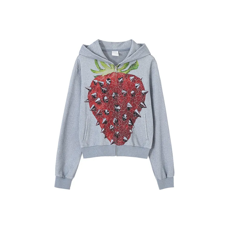 CONP Punk Strawberries Hoodie Sweatshirt Unisex Gray Blue