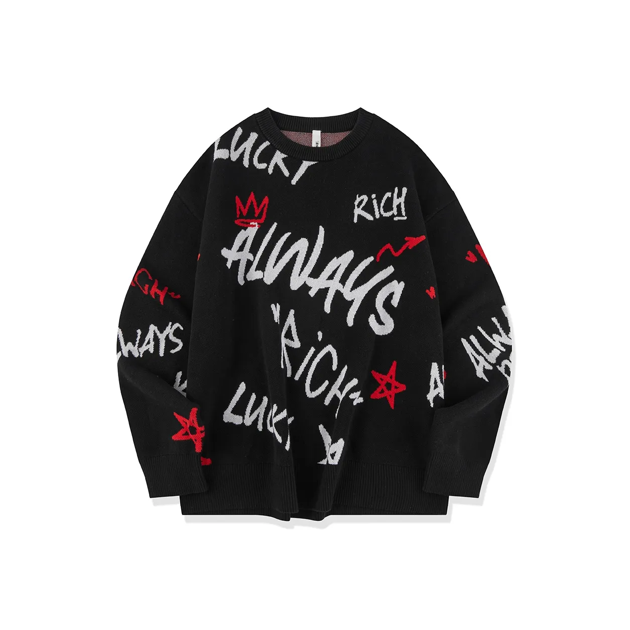 QIAODAN Get Rich Every Day Свитер Унисекс Черный
