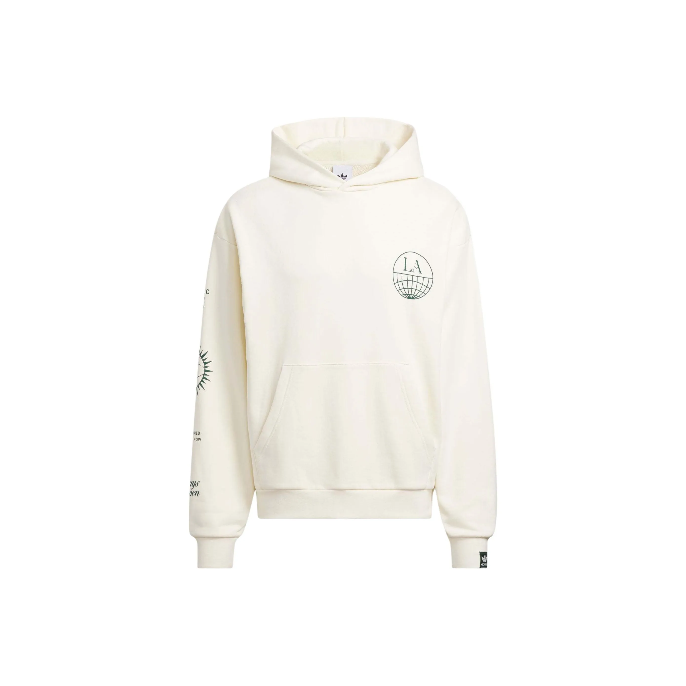 Adidas Originals LA TO THE WORLD GRAPHIC HOODIE Sweatshirt Unisex Ivory/Forest Green