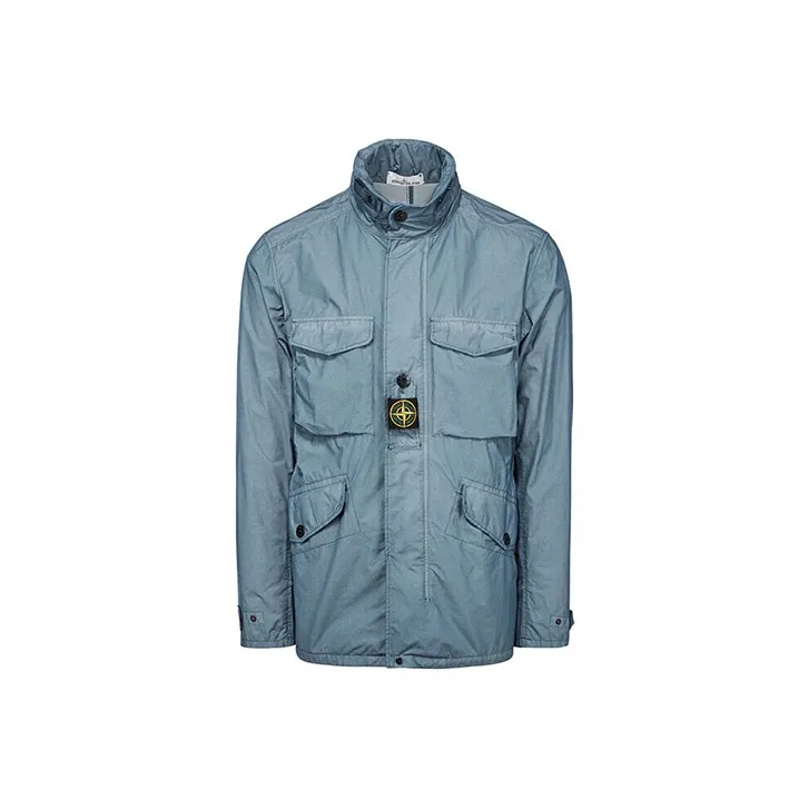STONE ISLAND Mens Logo Lightweight Long-Sleeve Jacket Light Blue