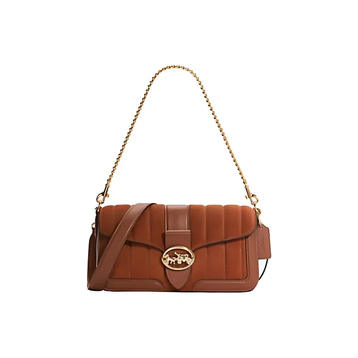 COACH Кожа Замша Плечевая Сумка Сумка Bacchus Сумка через плечо Стандартная Женская Карамельный Коричневый