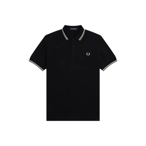 FRED PERRY Черный/Светло-янтарный Мужское Поло