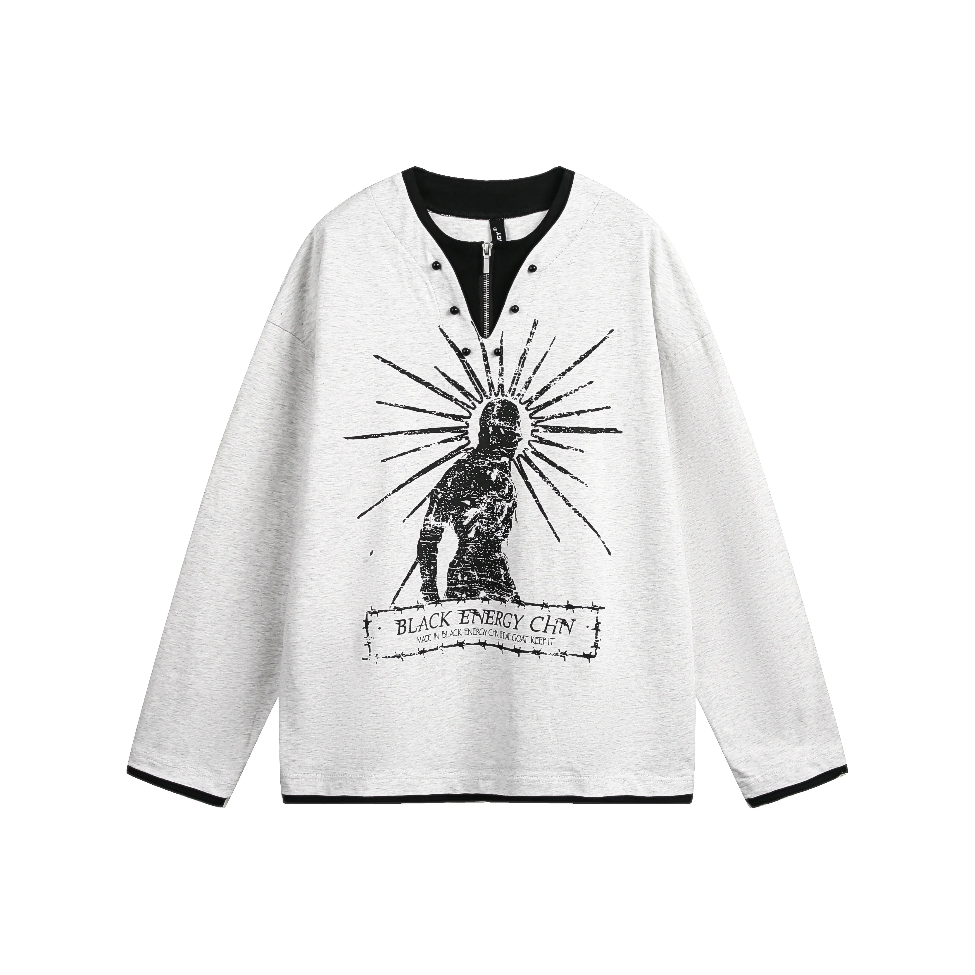 DABAISHA T-рубашка Топ Унисекс Белый Серый