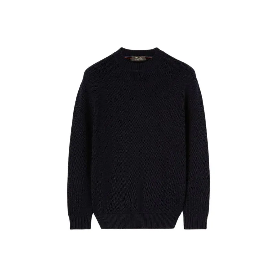 Loro Piana The Gift Of Kings® Argyle Crew Neck Knitwear Men's Marine Blue