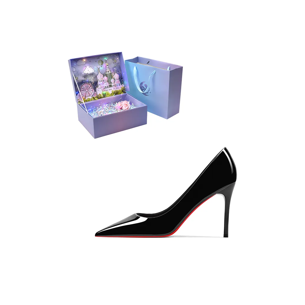 ROBINHOOD Замок Эксклюзив 3D Коробка Узкий каблук Высокие каблуки Женские