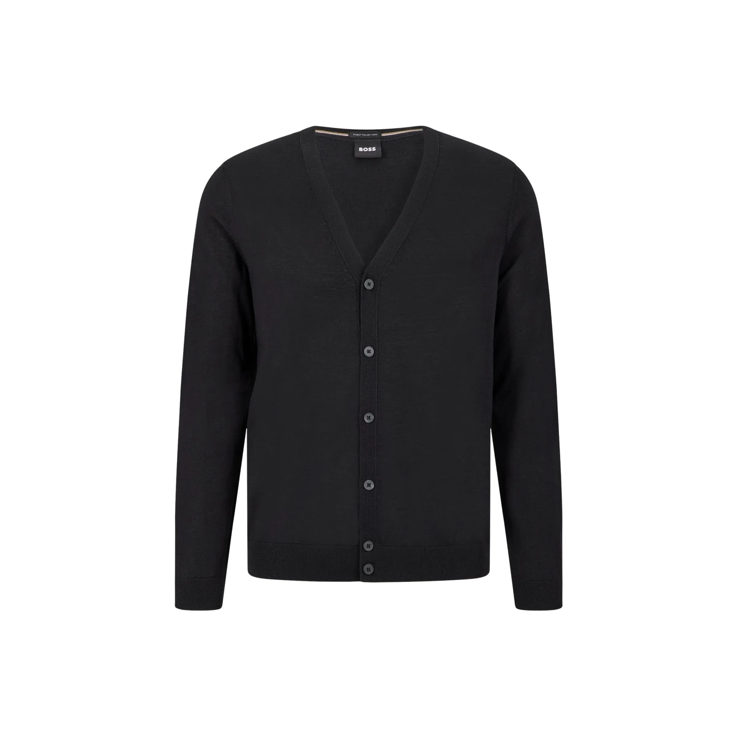 Hugo Boss Кардиган с пуговицей Up из новой шерсти с вышитым логотипом свитер мужской черный