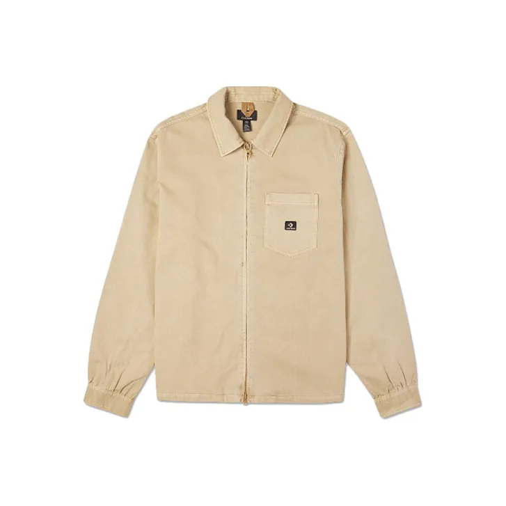 Converse WOVEN ZIPPER Jackets Unisex Khaki