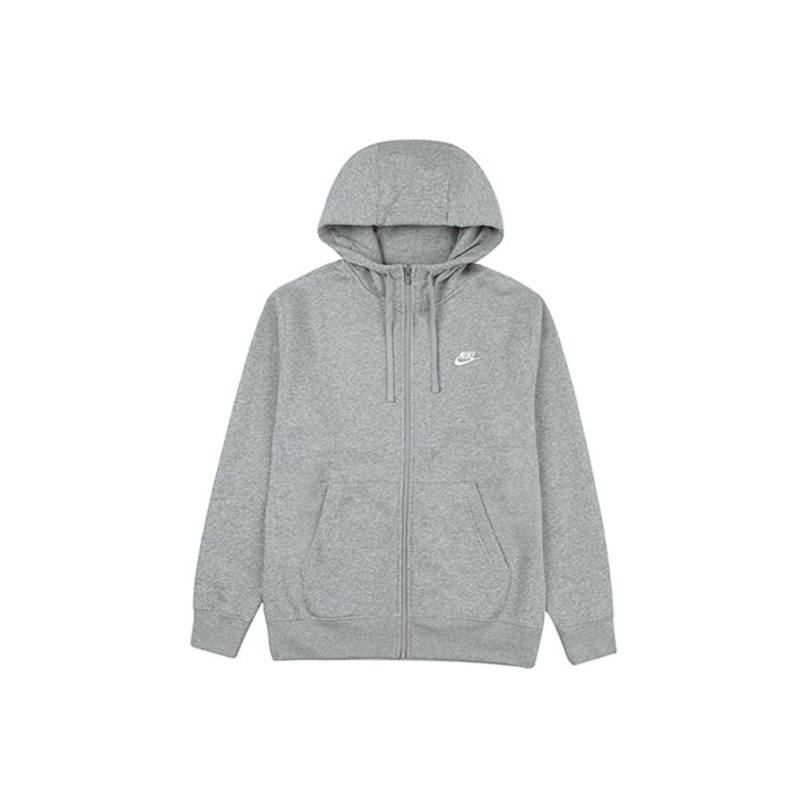 【関税・送料込み】Nike One Point Logo Grey Zip Hoodie Nike Sportswear Modern Full Zip Hoodie Gray Long Sleeve Men