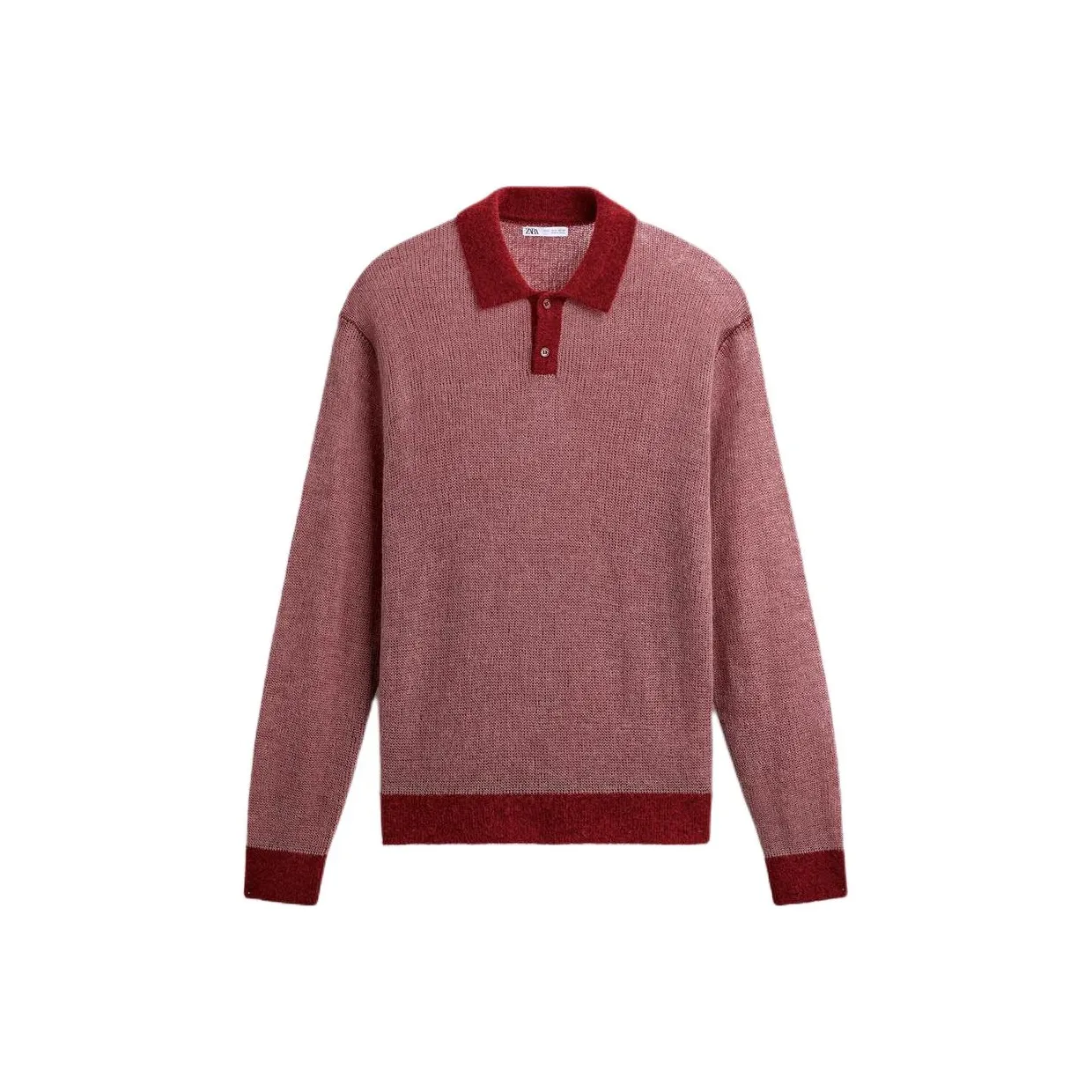 ZARA Polo Shirt Men's Burgundy Red