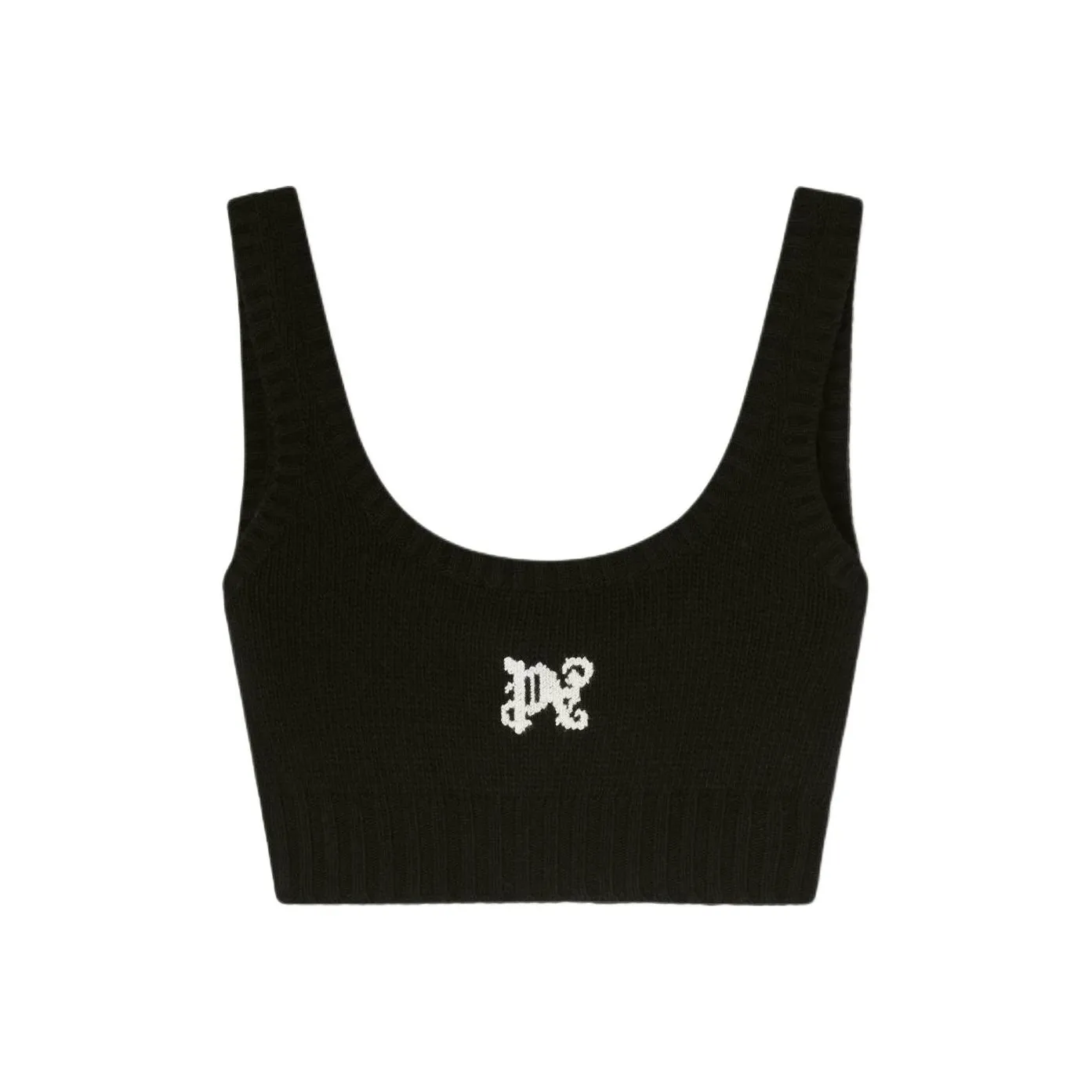 PALM ANGELS Intarsia Knit logo Crop Top