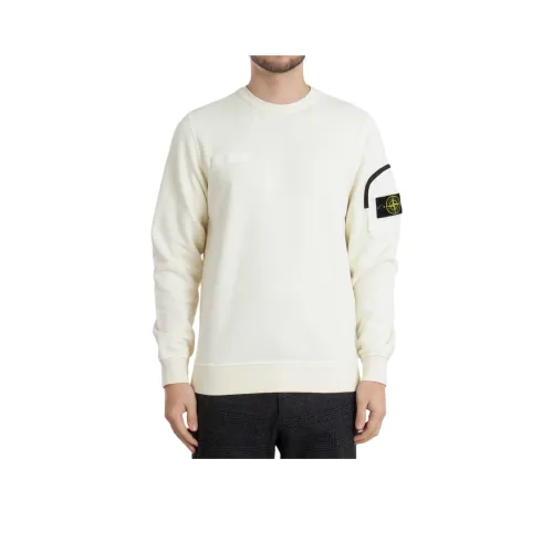 STONE ISLAND Экрю Мужские Свитшоты