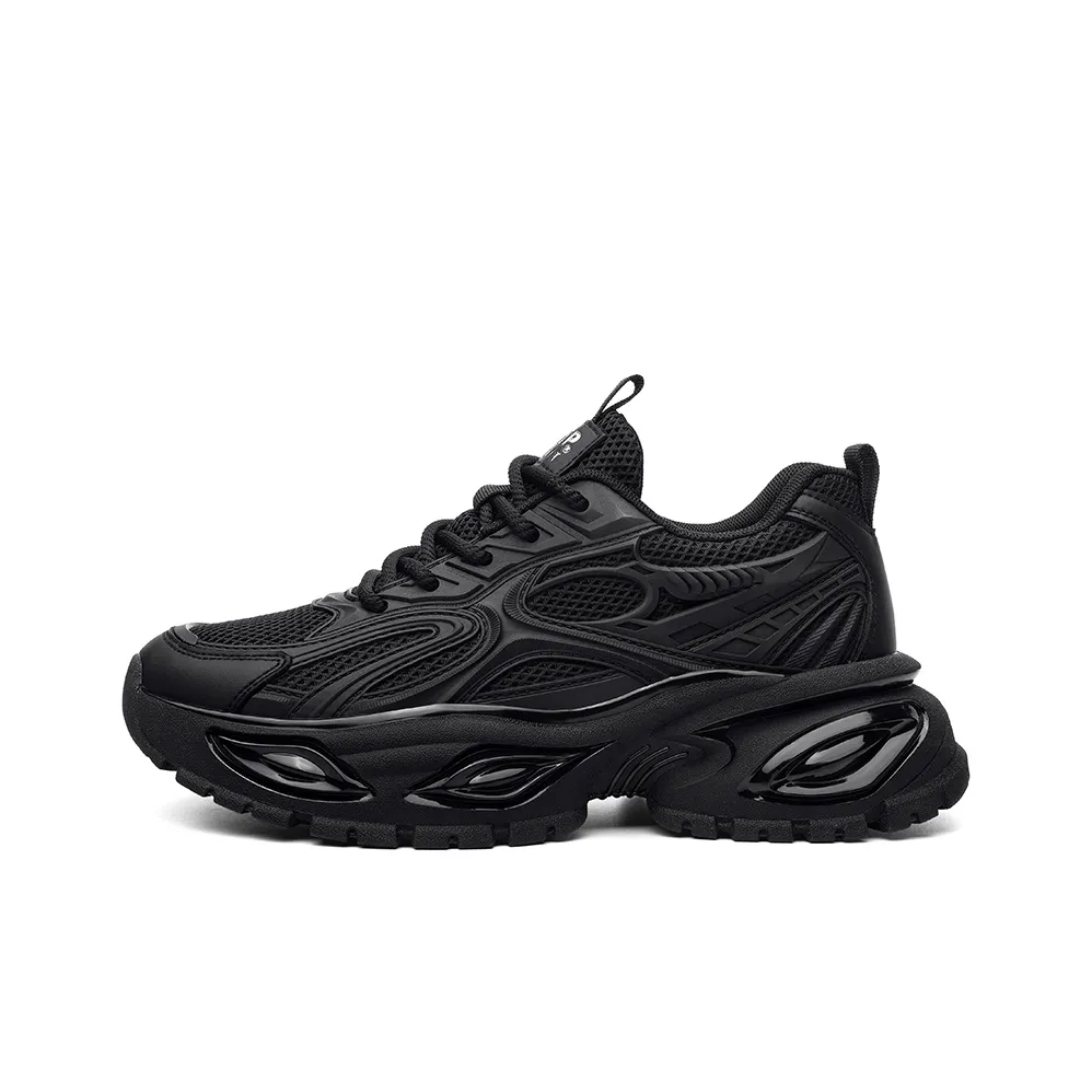 JEEP SPIRIT Лето Сетка Черный Броня Глаз демона Коллекция Низкий Топ Толстая подошва Кроссовки Мужской Магия Пава Черный