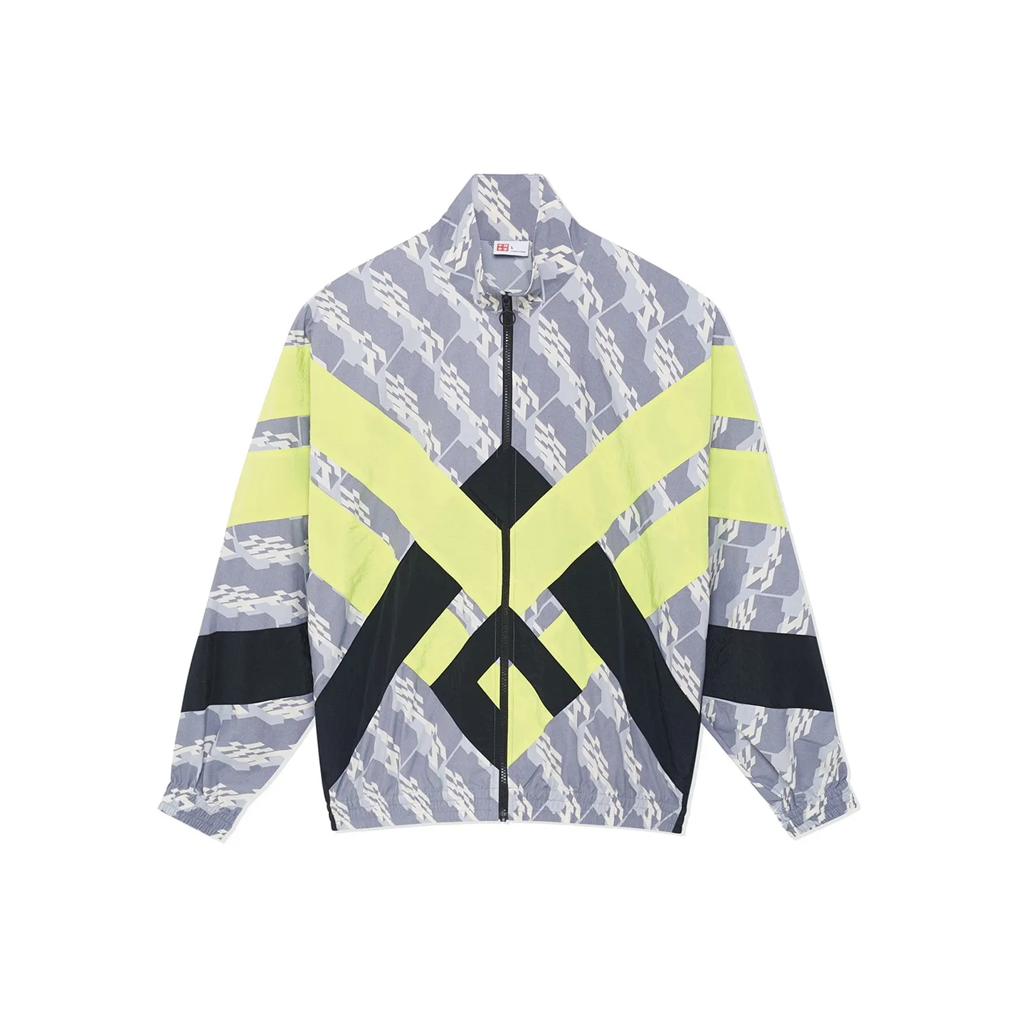 LINING Полная с принтом Пэчворк Черный и Флуоресцентный Зеленый Мужские Куртки
