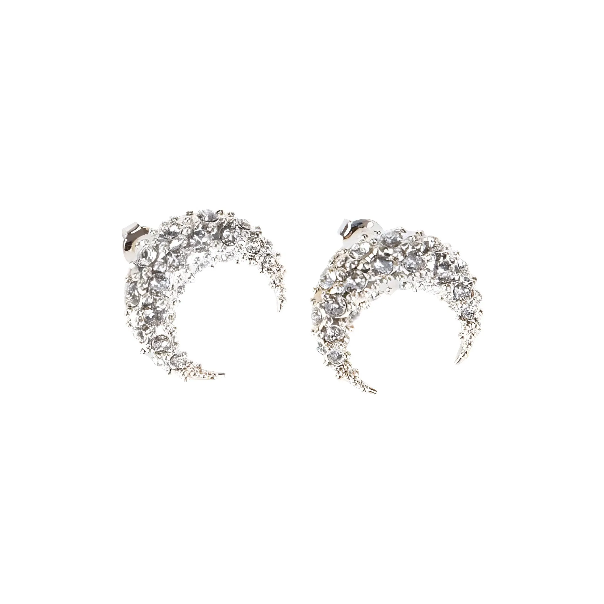 Marine Serre Small Rhinestone-embellished Moon Earring