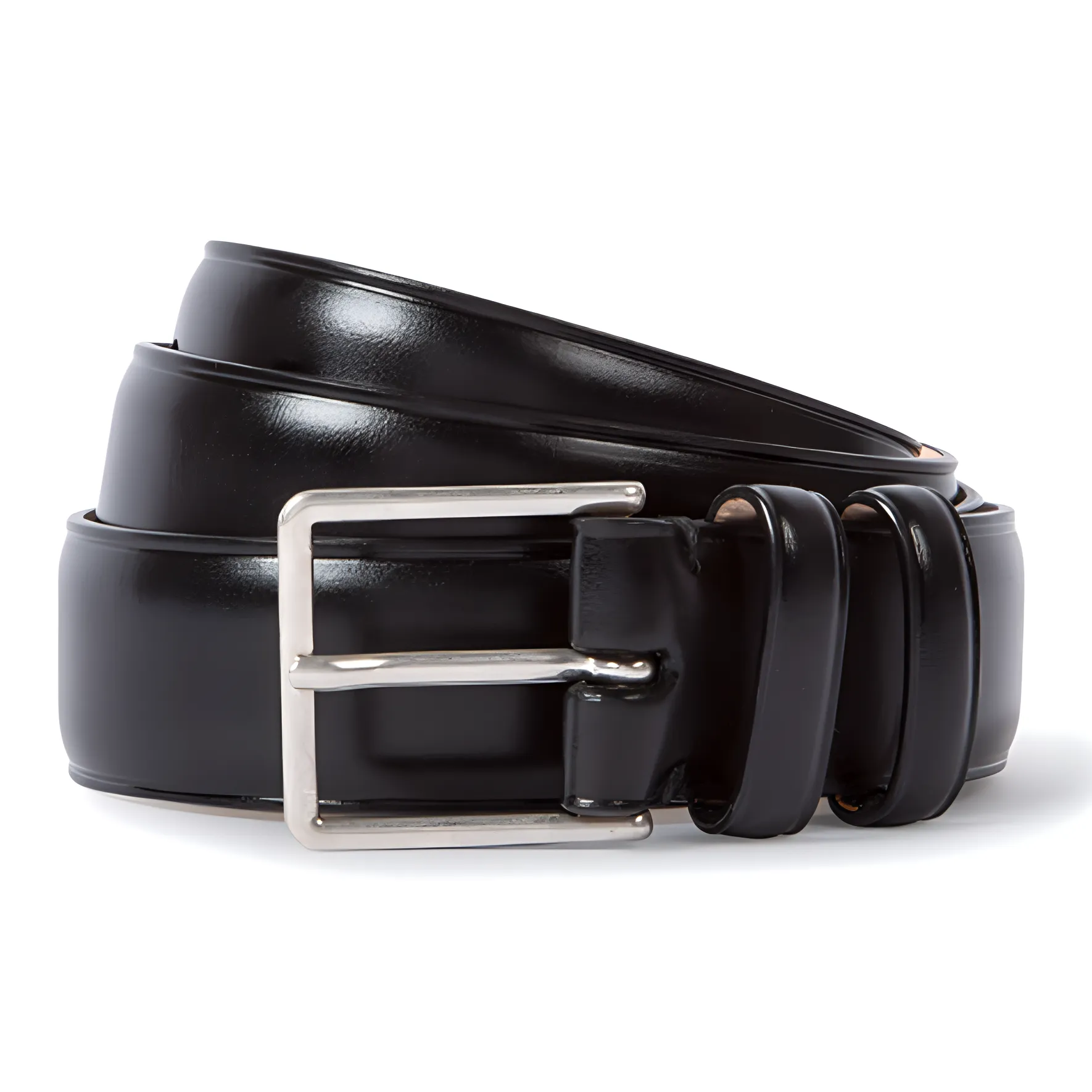 Paul Smith Double Goalkeeper Solid Color Decoration, Pin Buckle Leather Belts Men's Black Width 3CM