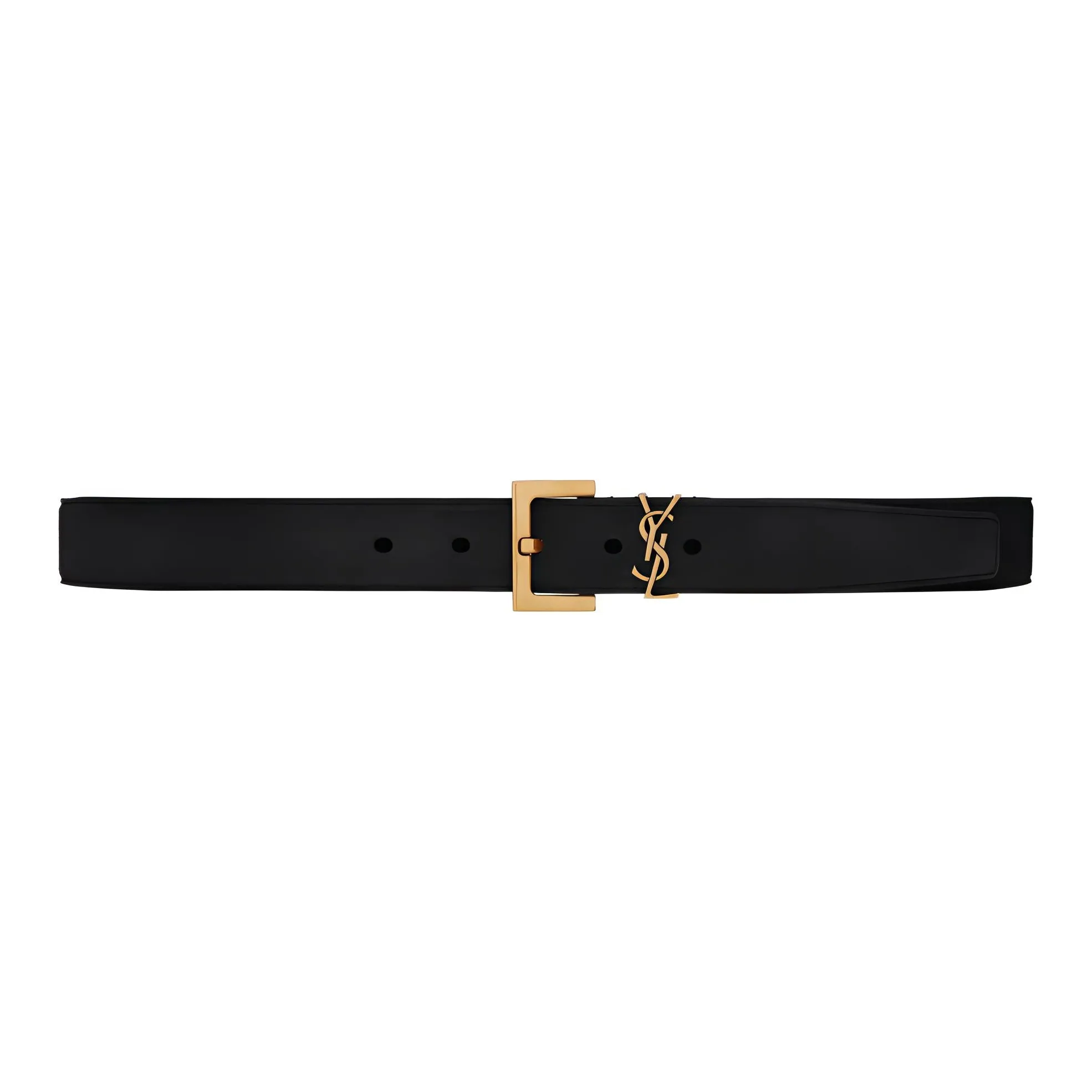 SAINT LAURENT Logo Plaque Buckle Belt