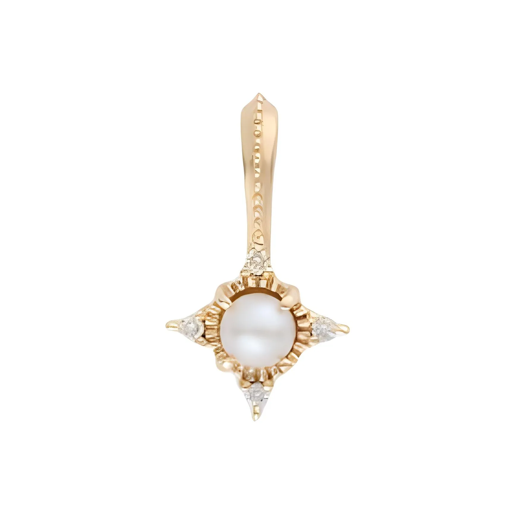 Agete 10k Freshwater Pearl, Diamond Charms / Pendants Women's Gold