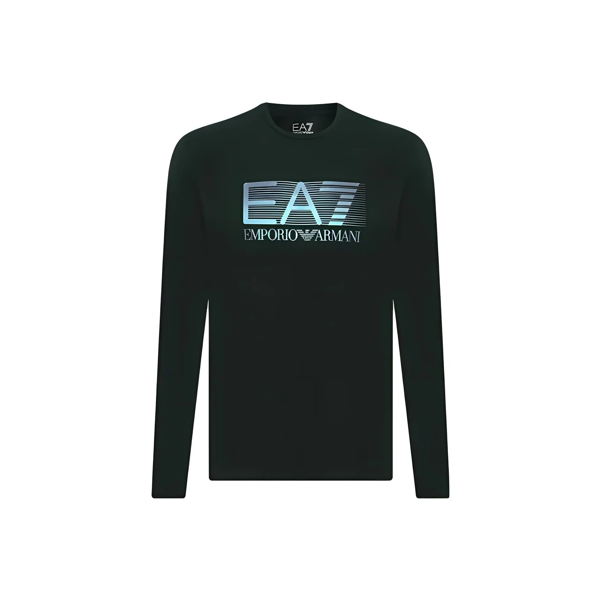 EMPORIO ARMANI EA7 С буквой "A" Круглый вырез Пуловер Длинный рукав Т-рубашка Мужская Армейский зеленый