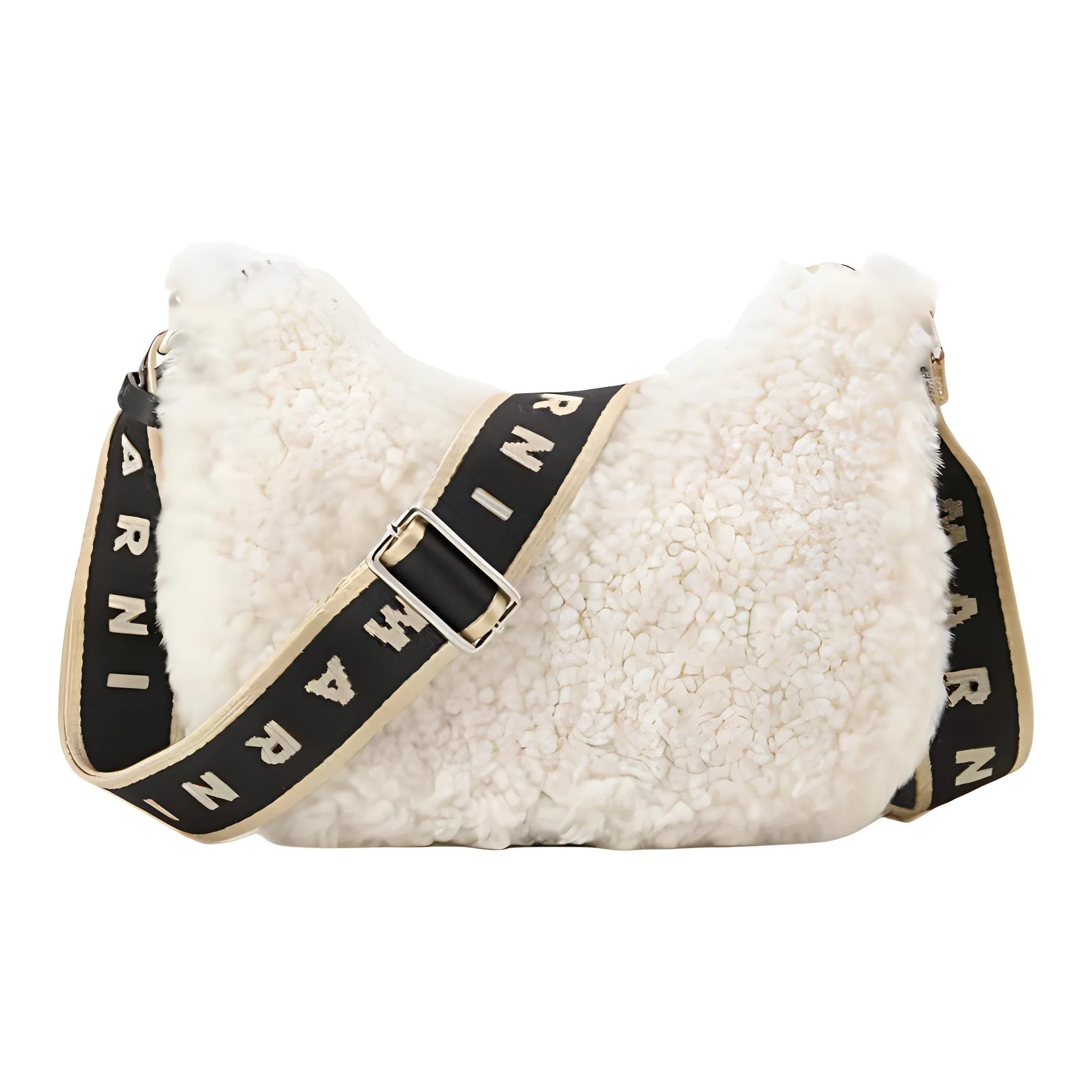 Marni Овчина с Ткань Плюшевая Сумка Сумка-хобо Сумка на плечо Сумка Сумка через плечо Женская Белая