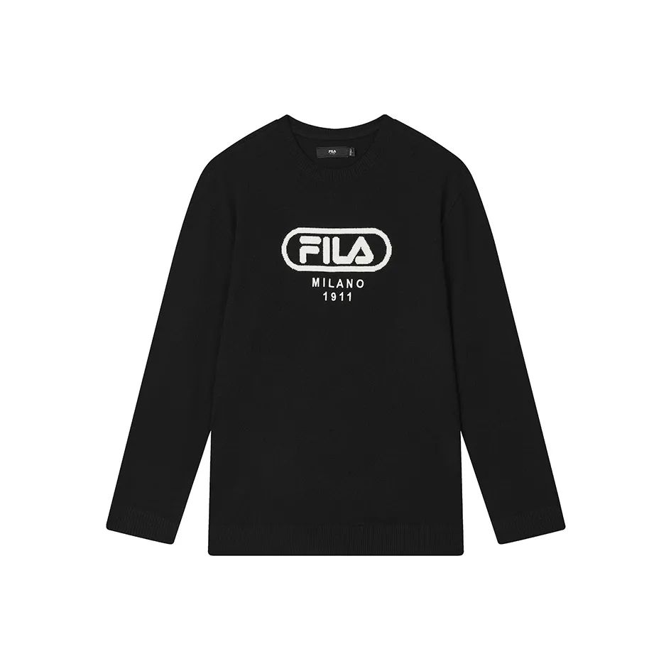 FILA FILA MILANO Italy Version Luxury Style Sports Collection 1911 Knitwear Men's Jet Black