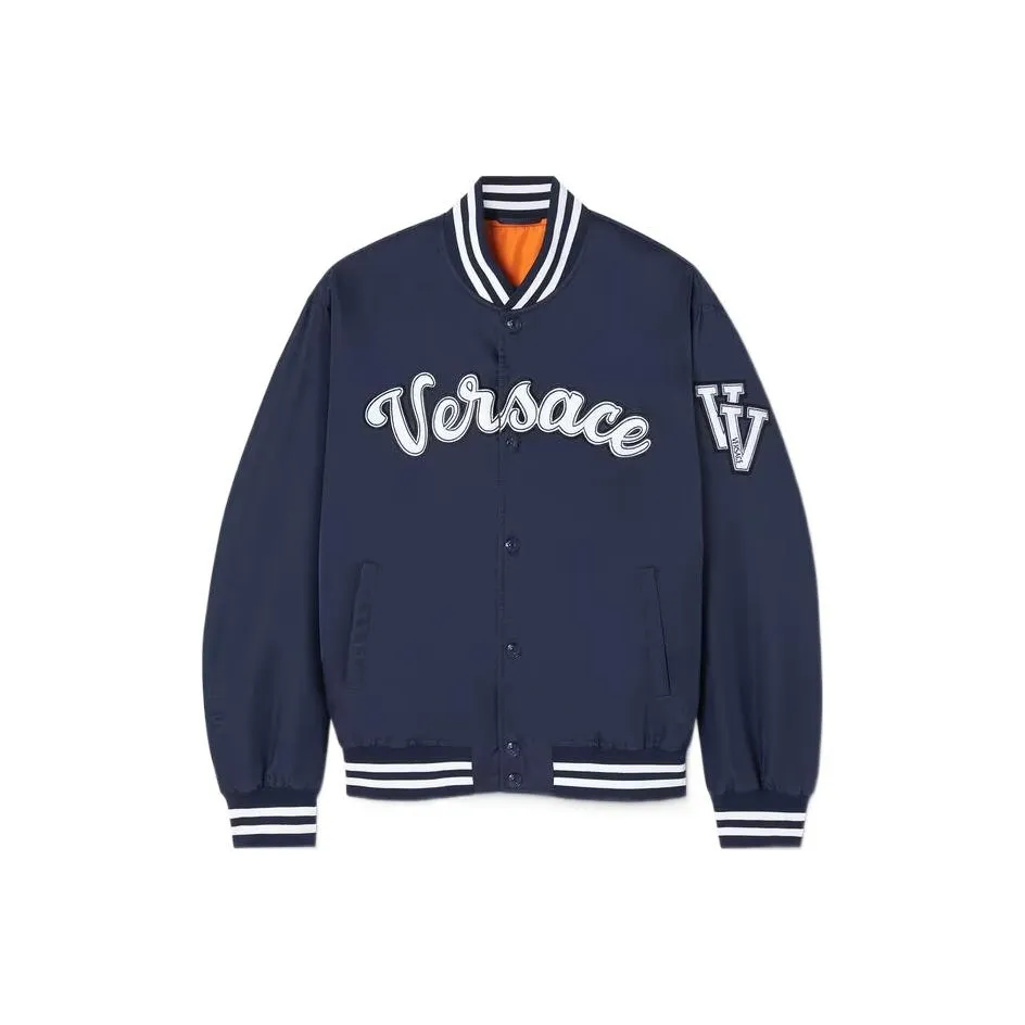 VERSACE Logo Embroidered Button Up Jacket