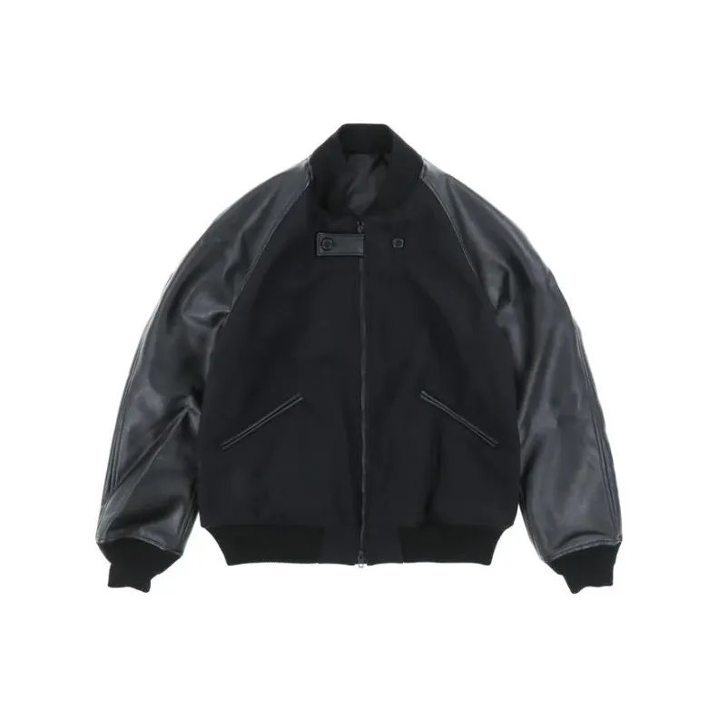 Y 3 Contrast sleeves Flannel Bomber Jacket