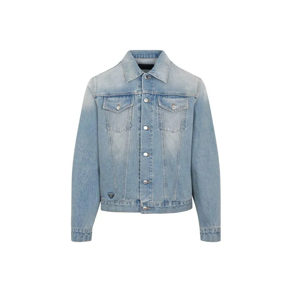 PRADA Enamelled Tag Detailed Denim Jacket