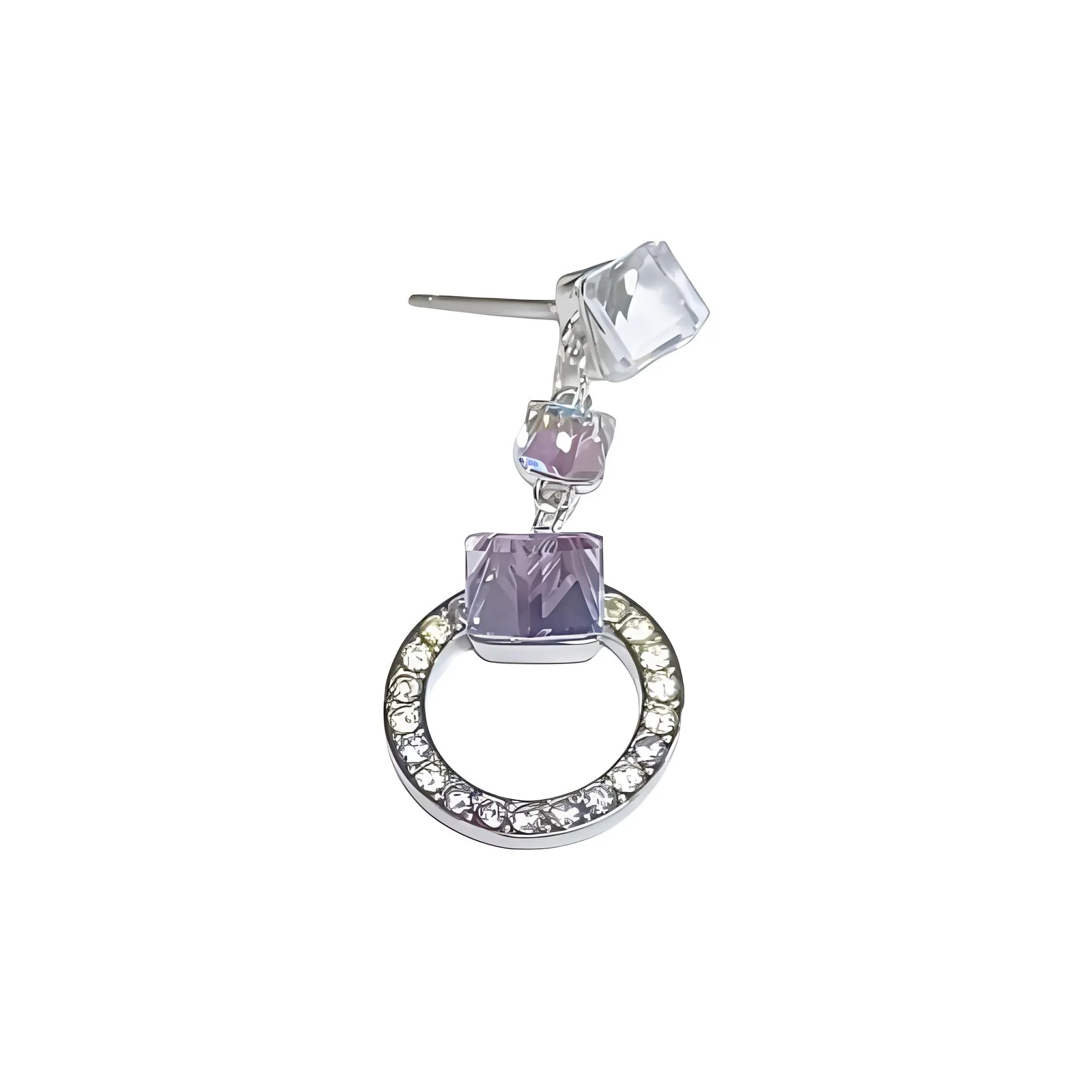 Swarovski Rhodium Plated Earrings Unisex Purple