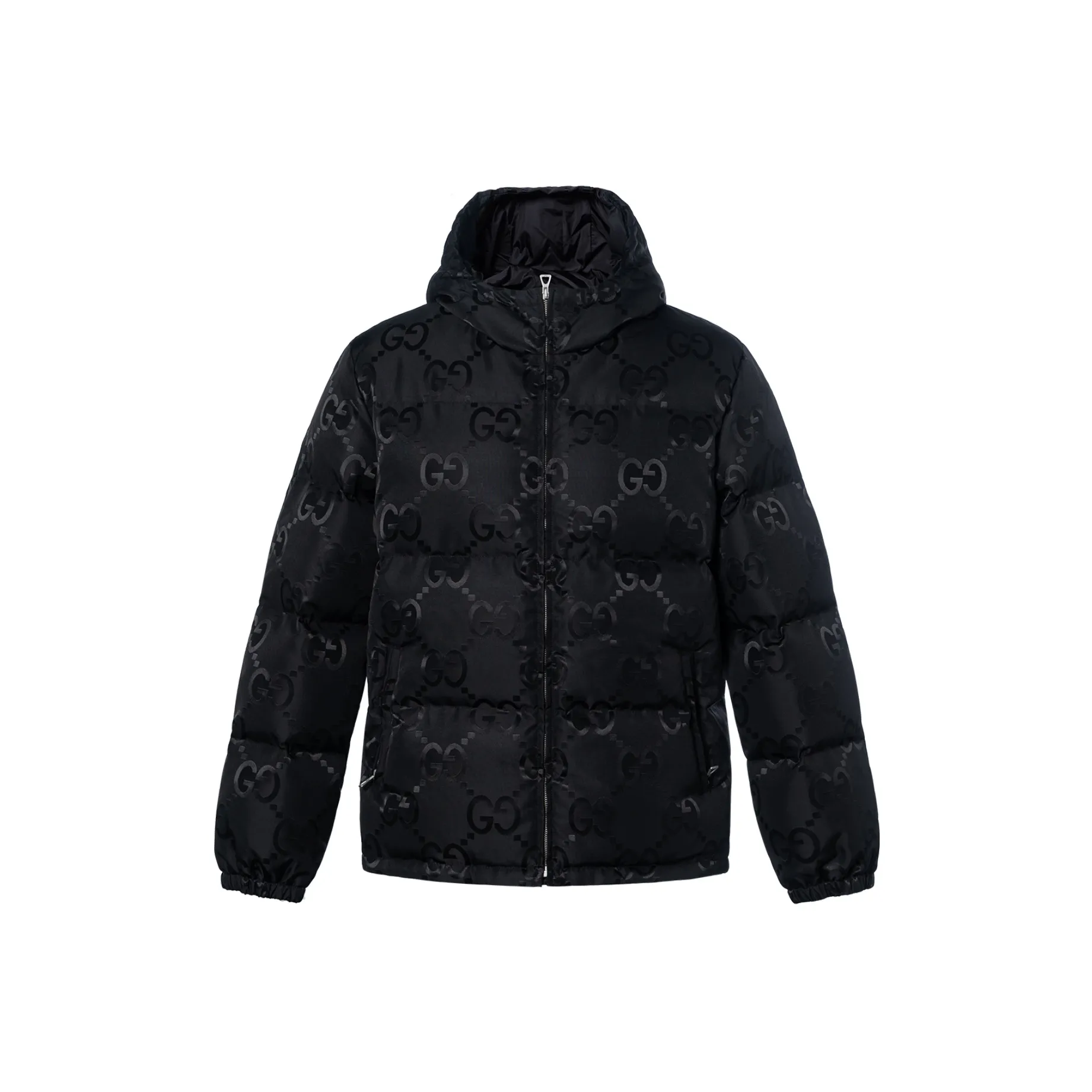 GUCCI Quilted Logo Jacquard Shell Hooded Down Jacket