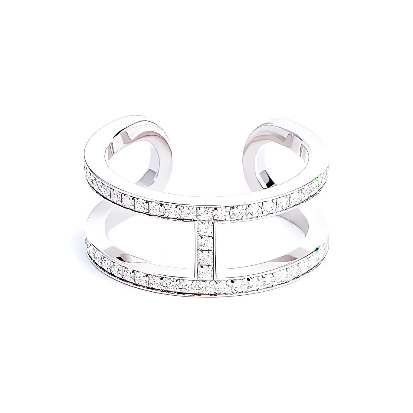 HERMES 18K White Gold, Diamond Rings Women's Silver