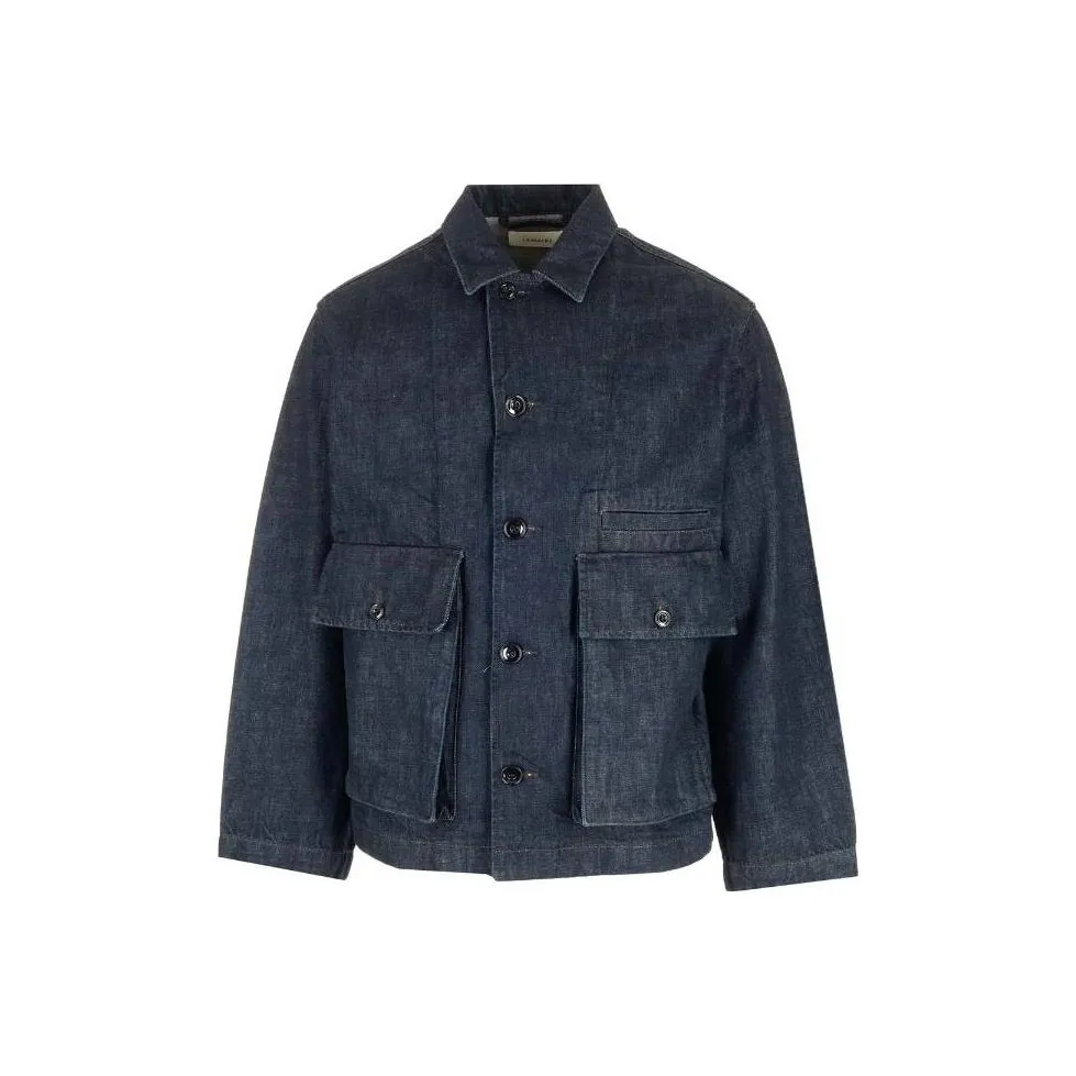 Lemaire Boxy Collared Button Up Denim Jacket