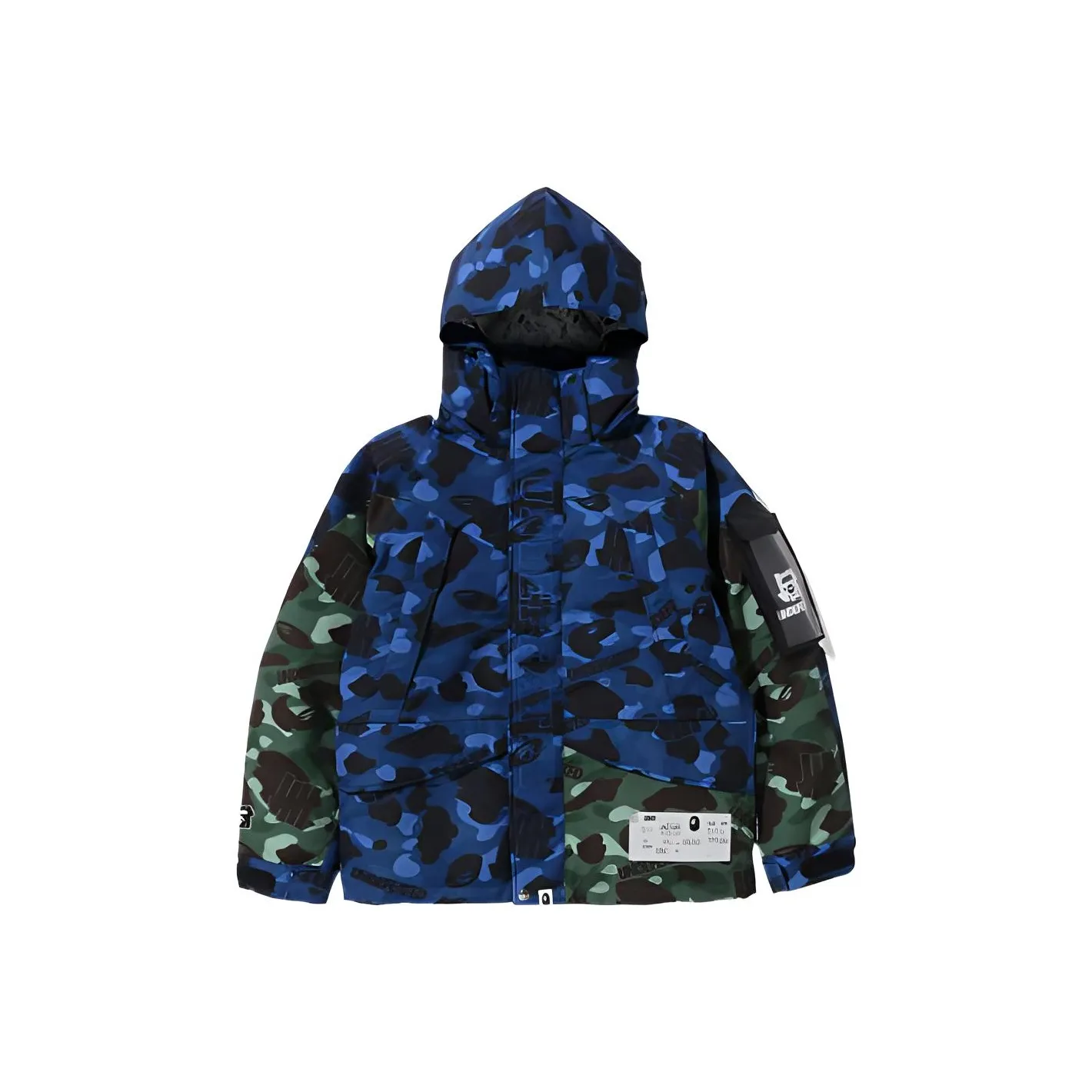 Plumo hooded puffer jacket Blu X UNDEFEATED Color Camo Snowboard Down Jacket