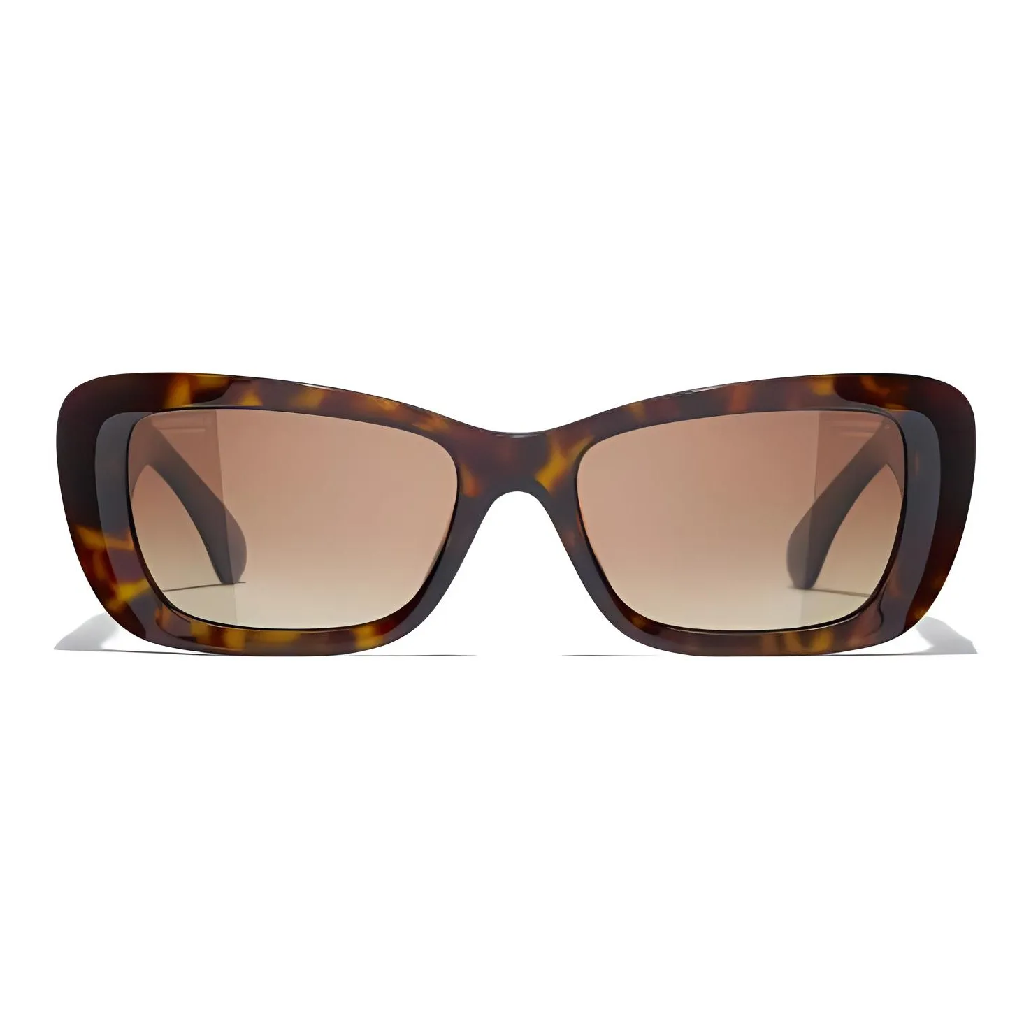 CHANEL Acetate Irregular Shape Sunglasses Women's Tortoiseshell
