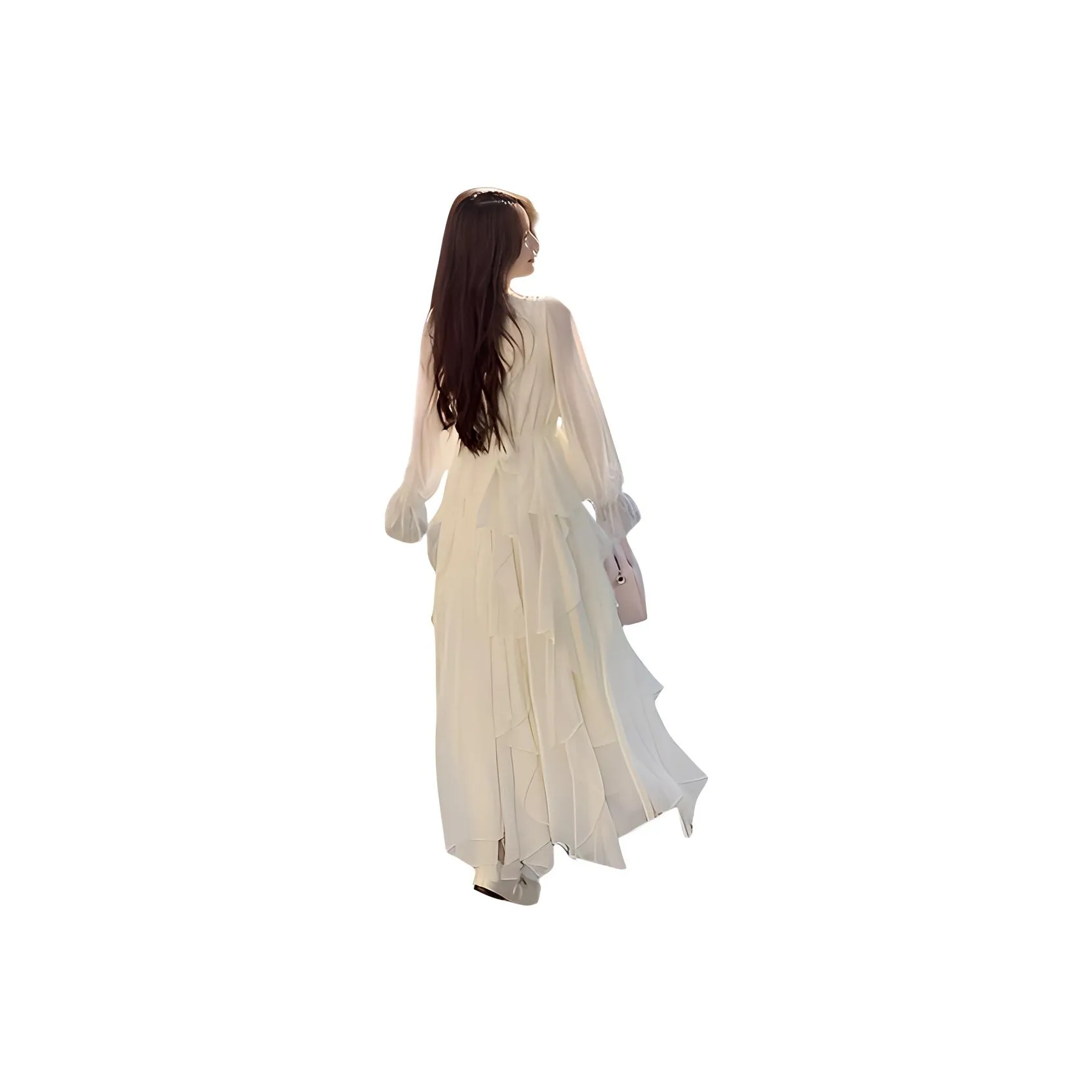 The Temptation Of The Muse Long Sleeved Dress Women's Beige Apricot