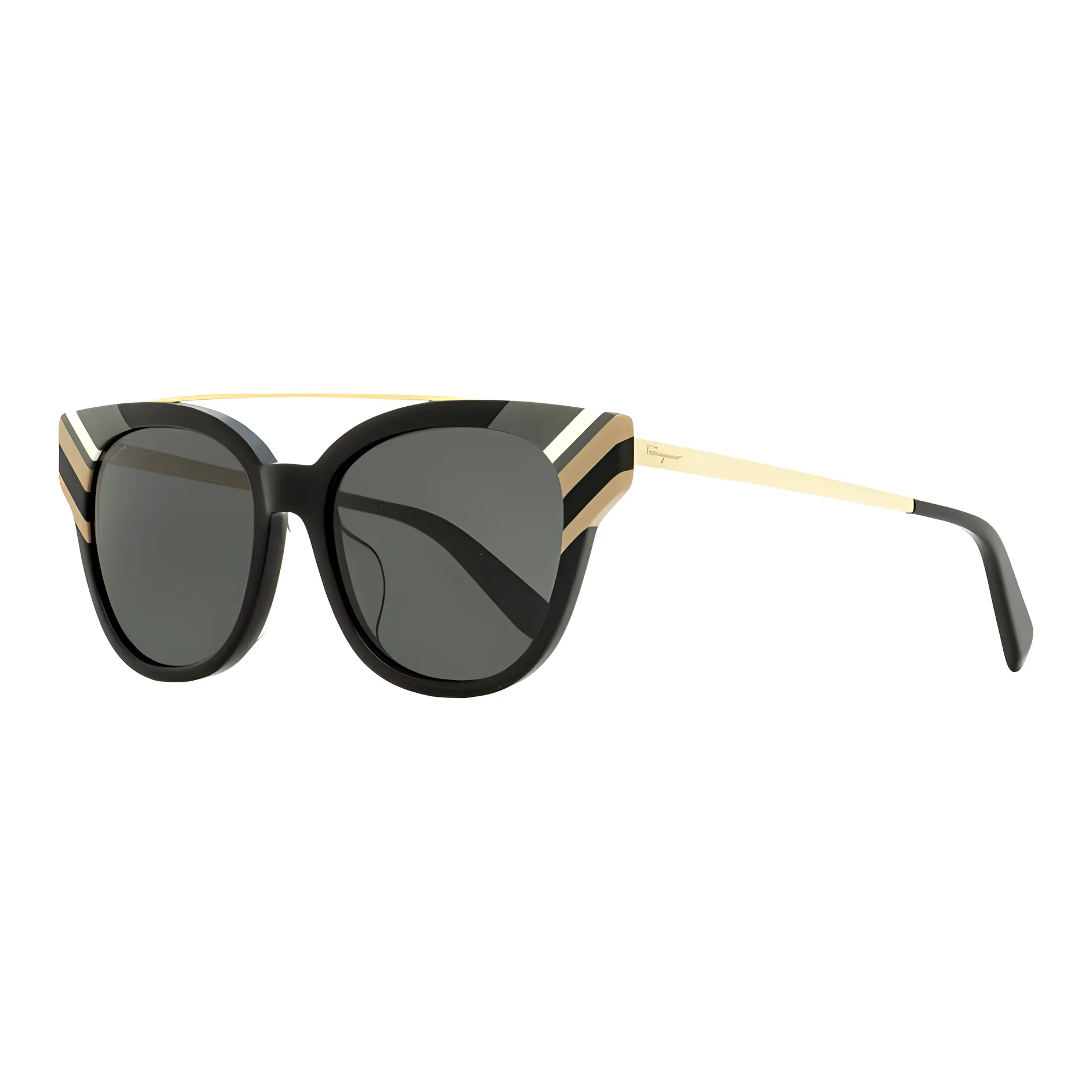 FERRAGAMO Acetate Irregular Shape Sunglasses Women's Gold
