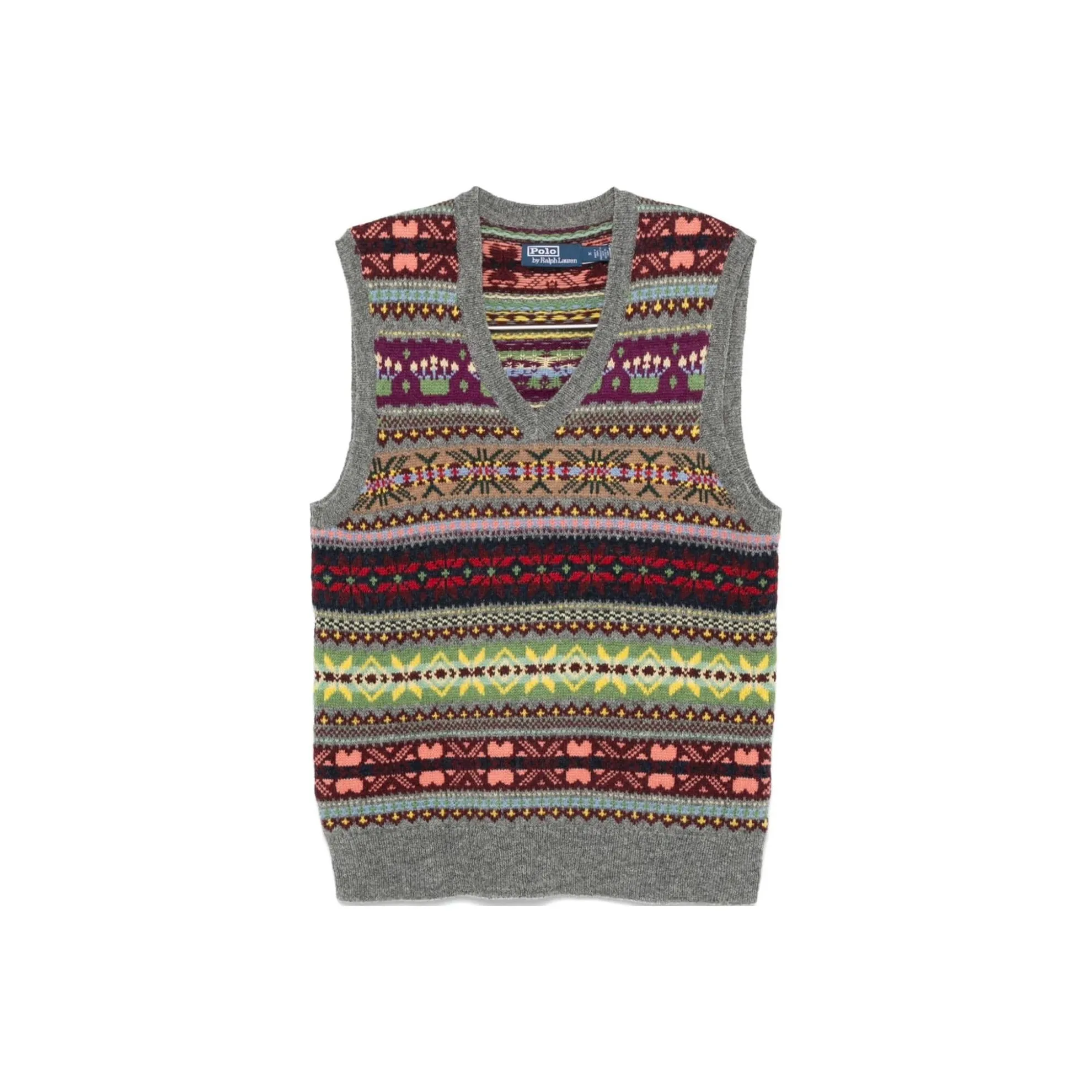 Ralph Lauren FW24 Vest Mens Elegant Dark Blue Fair Isle Sweater Vest