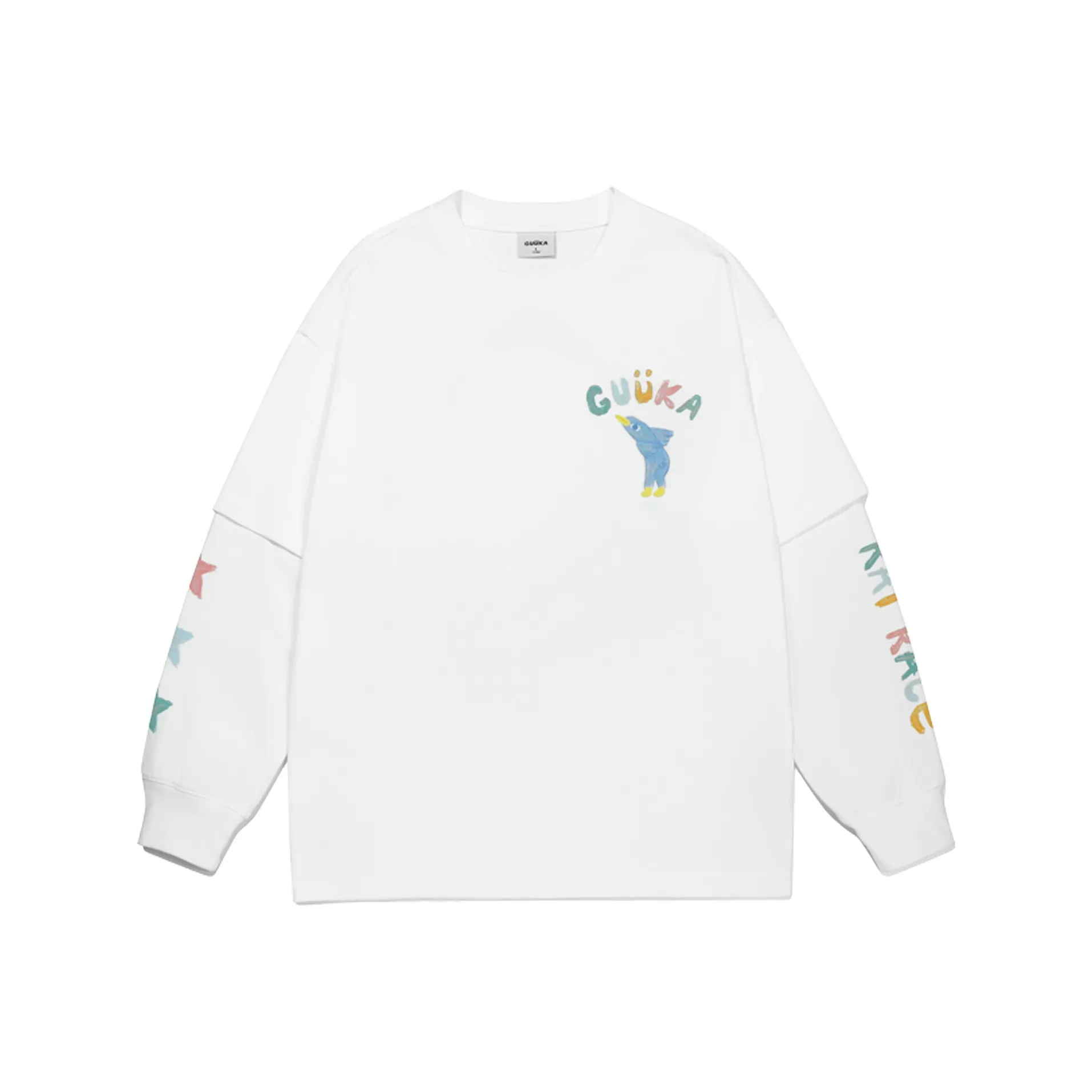 Guuka Rejecting The 'Intra Competition' Funny Chinese Fashion Trend Graffiti Long Sleeved T Shirt Unisex