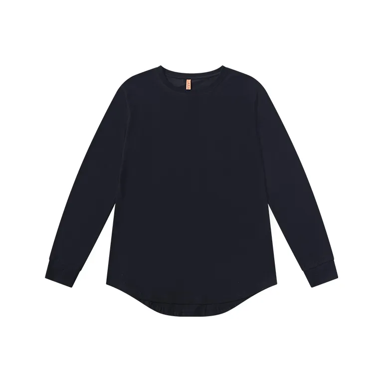 LUANBU Пуловер с округлым передним и задним краем длинный и короткий подол однотонный круглый вырез свободный крой пара топ унисекс