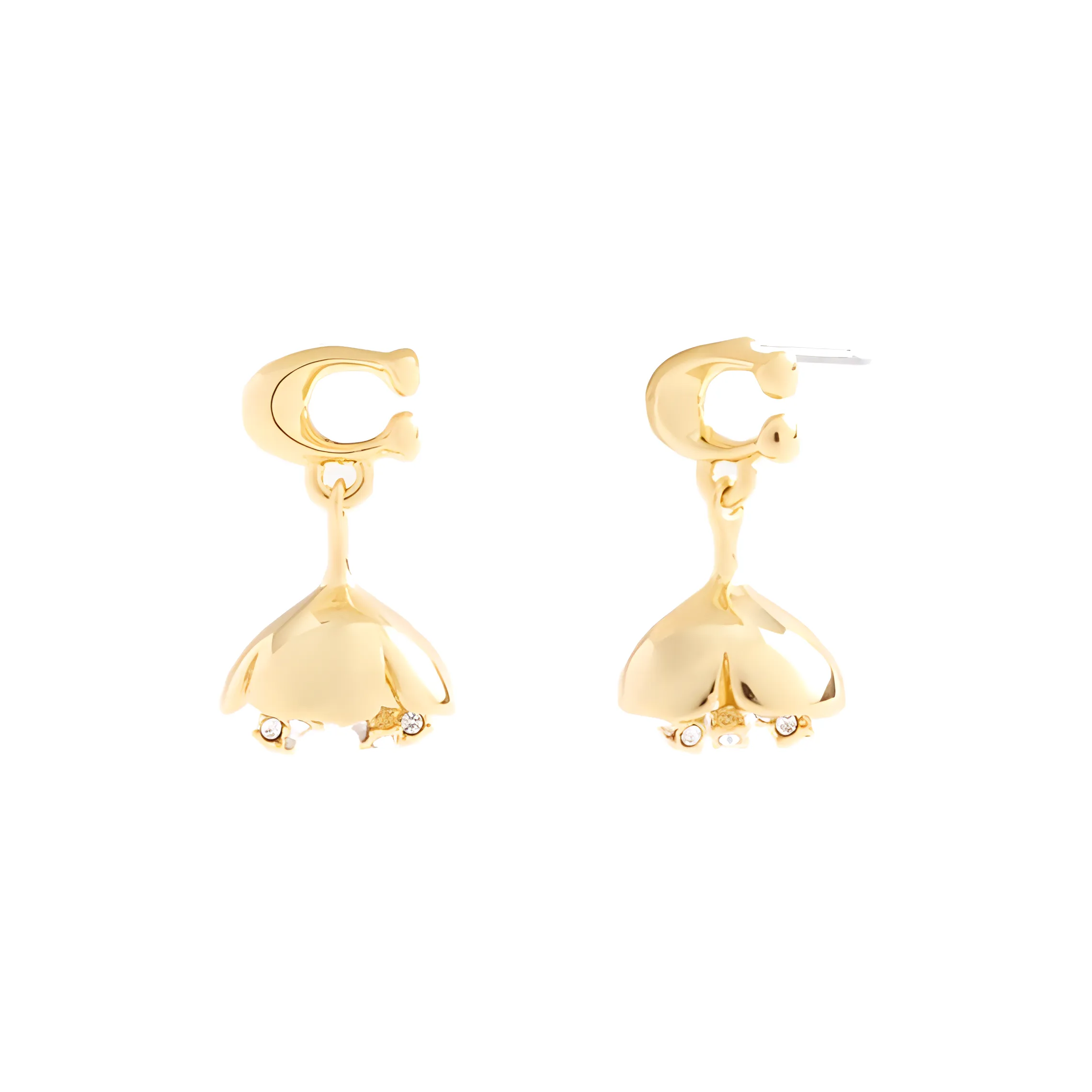 COACH Brass Plated Earrings Women's Gold