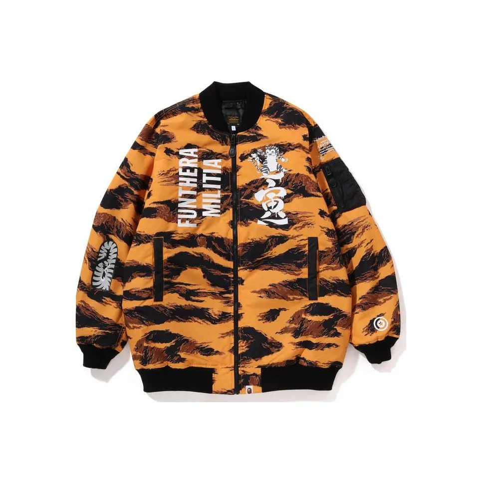 Bape Tiger Camo Long MA 1 Jacket