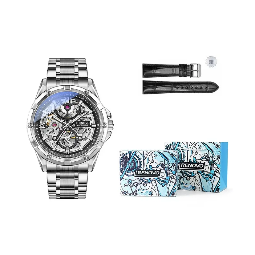 RENOVO Explorer Collection Automatic Mechanical Movement Watch Unisex Black Dial