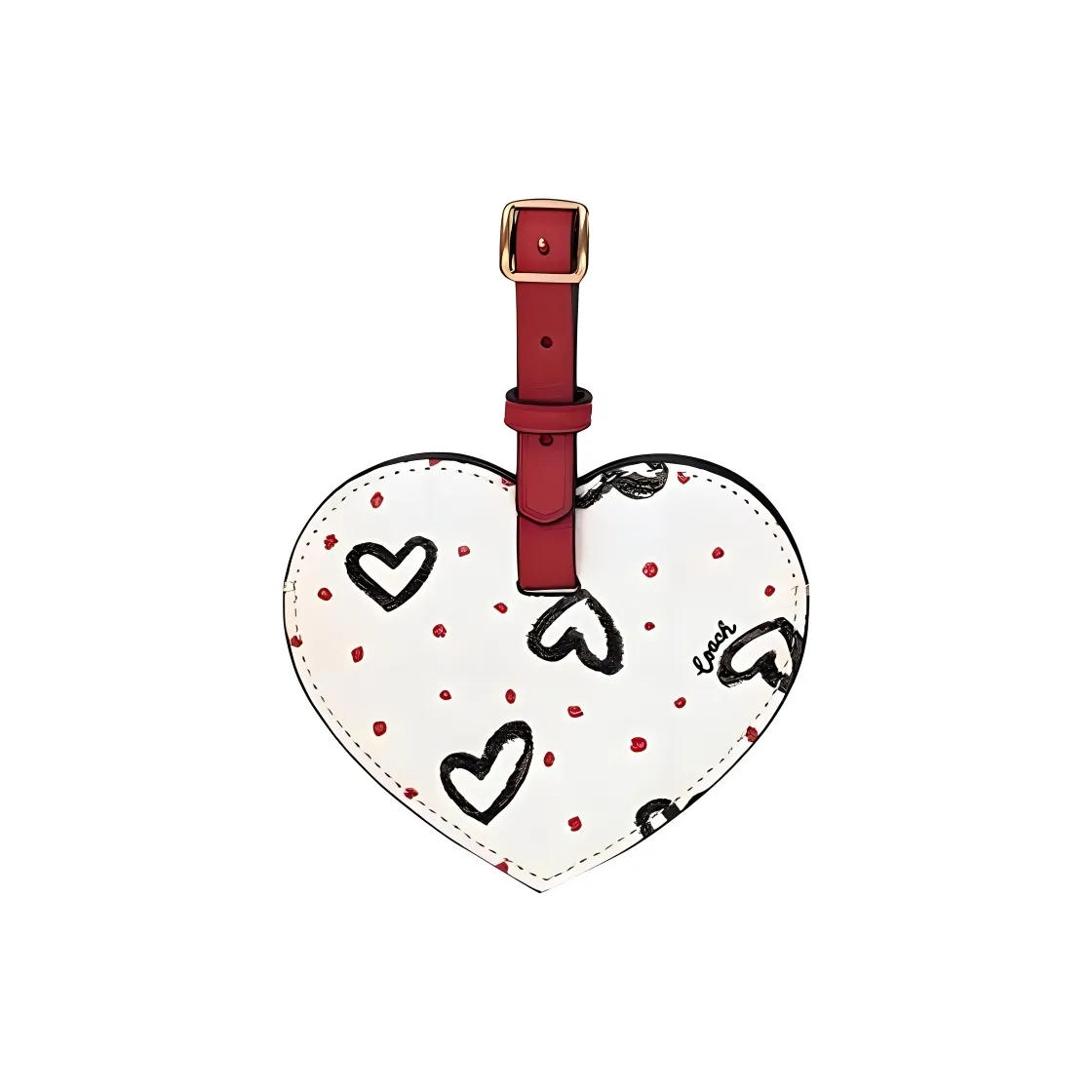 COACH Сердце Кожа Bag Charm Сумка Мерч Женская Белая